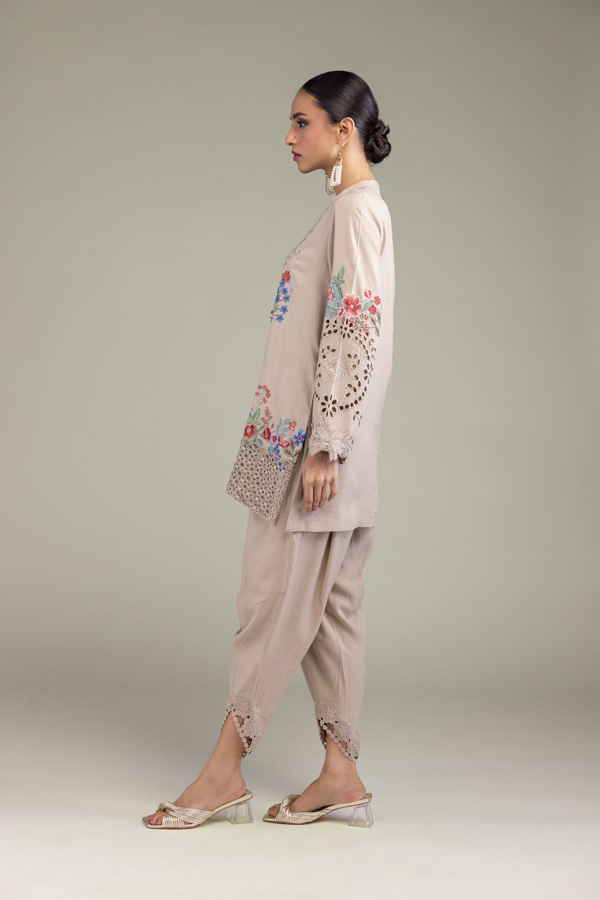 Embroidered Raw Silk Raw Silk Pants - 2-26-209-A-C1-VG