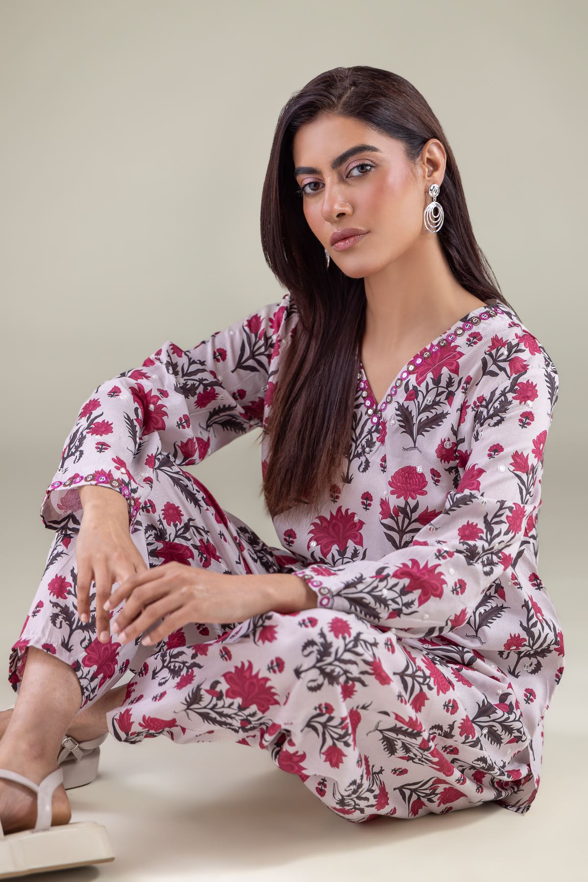 Embroidered Textured Weave Blouse - 6-26-104-A-D-VG