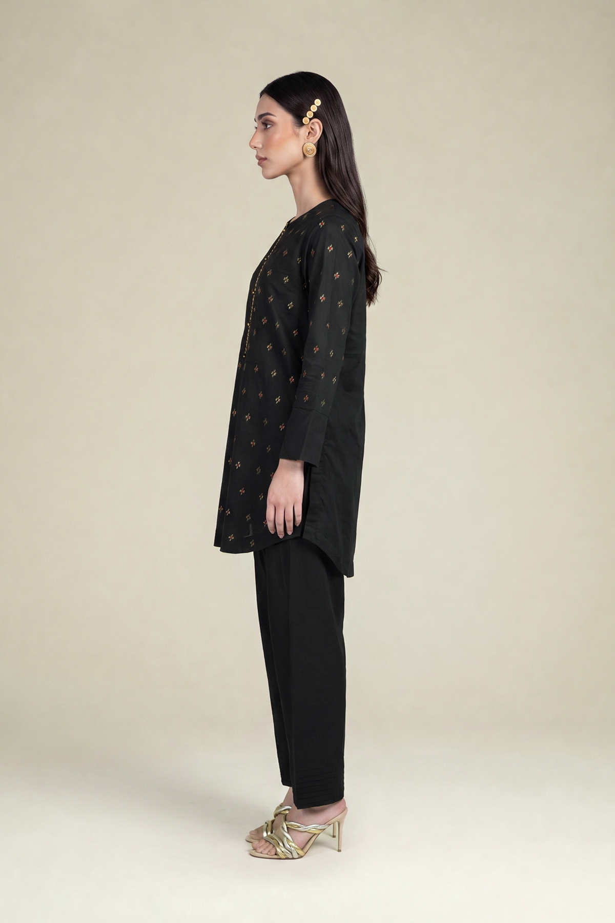 Embroidered Cambric Black Cambric Kurta - 1-26-102-A-F-VG