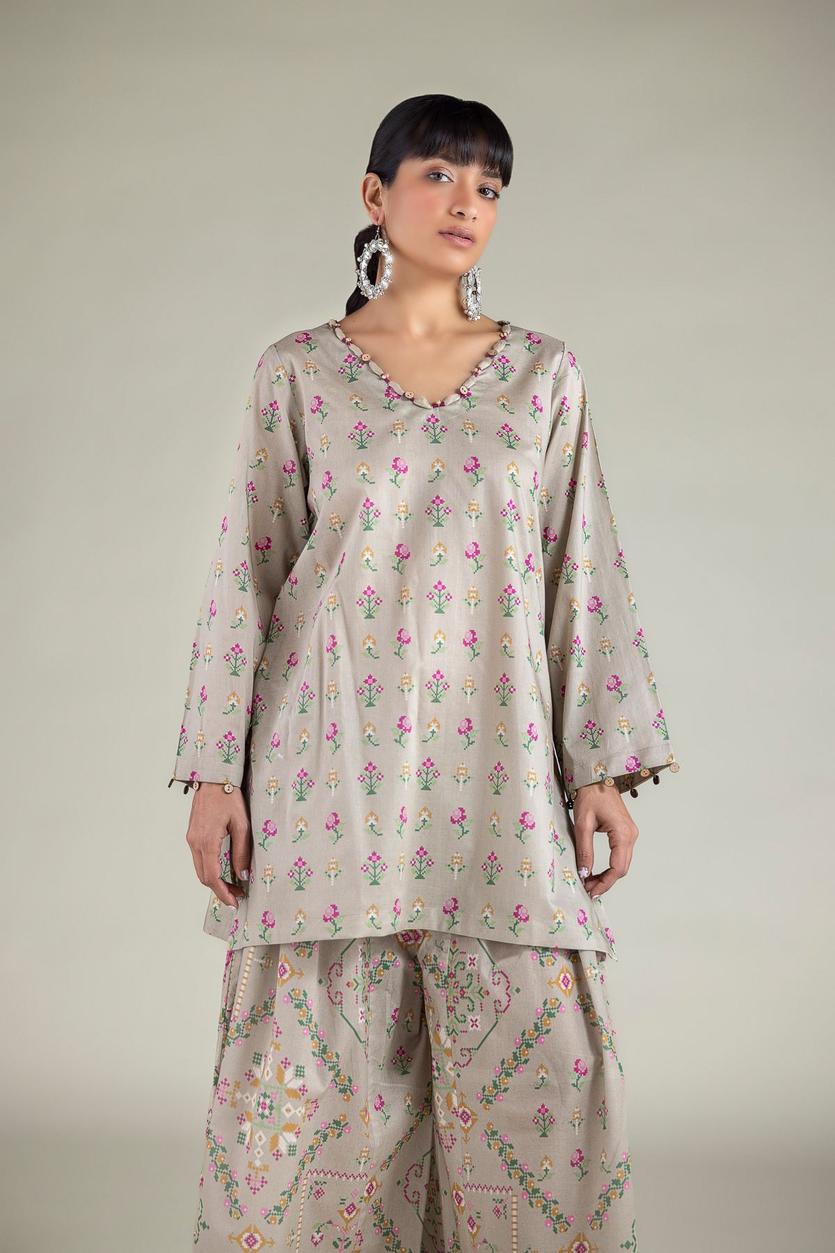 Printed Cambric Fabrics 2 Piece | Top and Bottom - A11-26-117FF1-VG