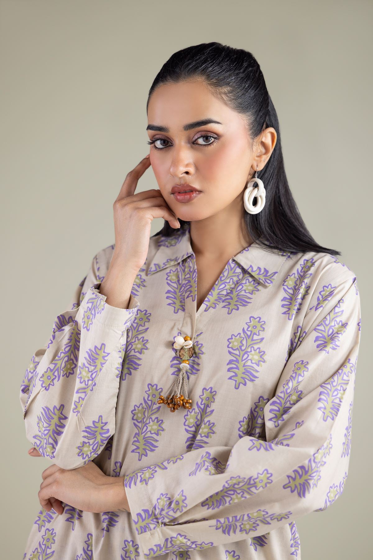 Printed Cambric Floral Cambric Top - 1-26-147-A-C-VG