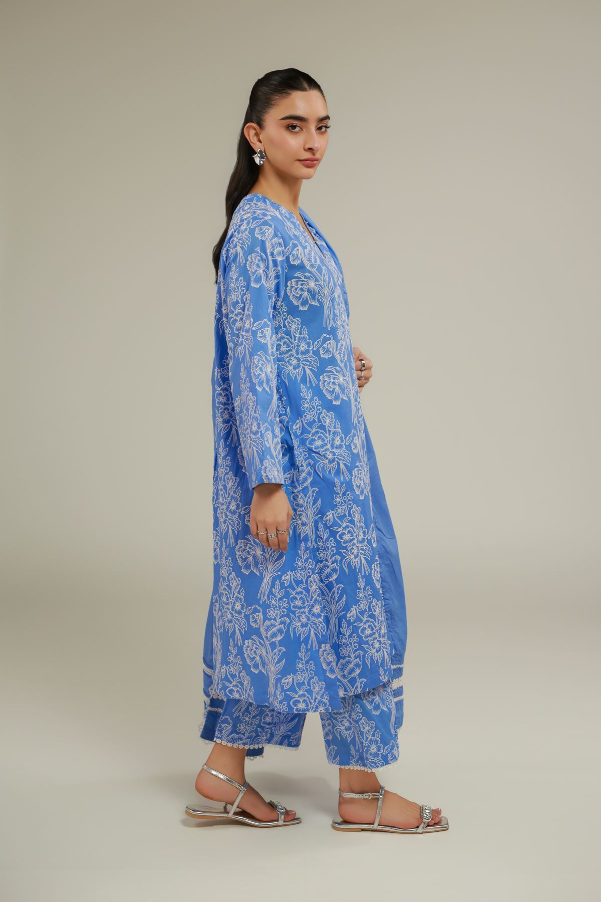 Cambric Blue Floral Pants - 1-26-133-A-F-VG