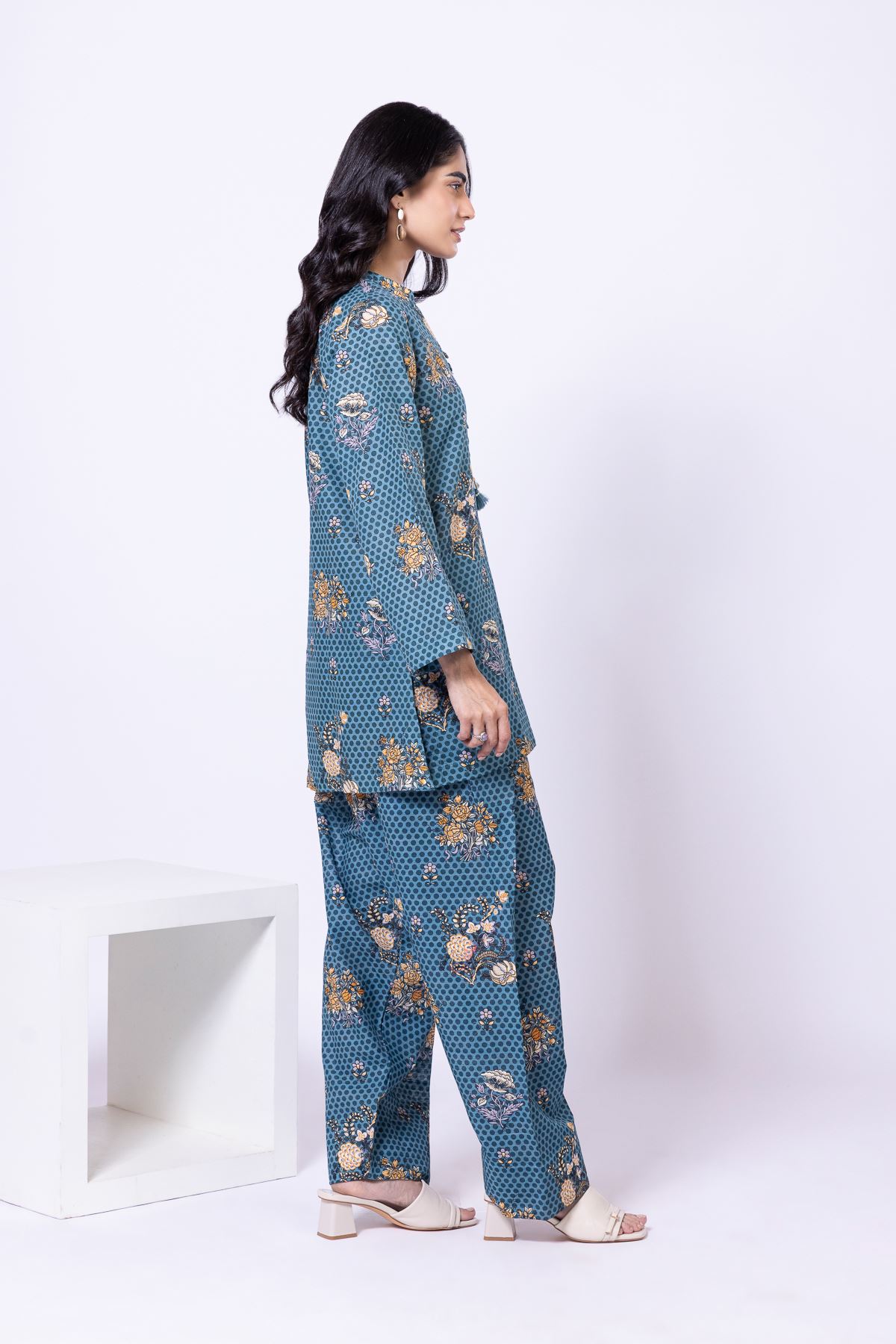Printed Textured Cotton Kurta - 25-09-11E3-07TA-VG
