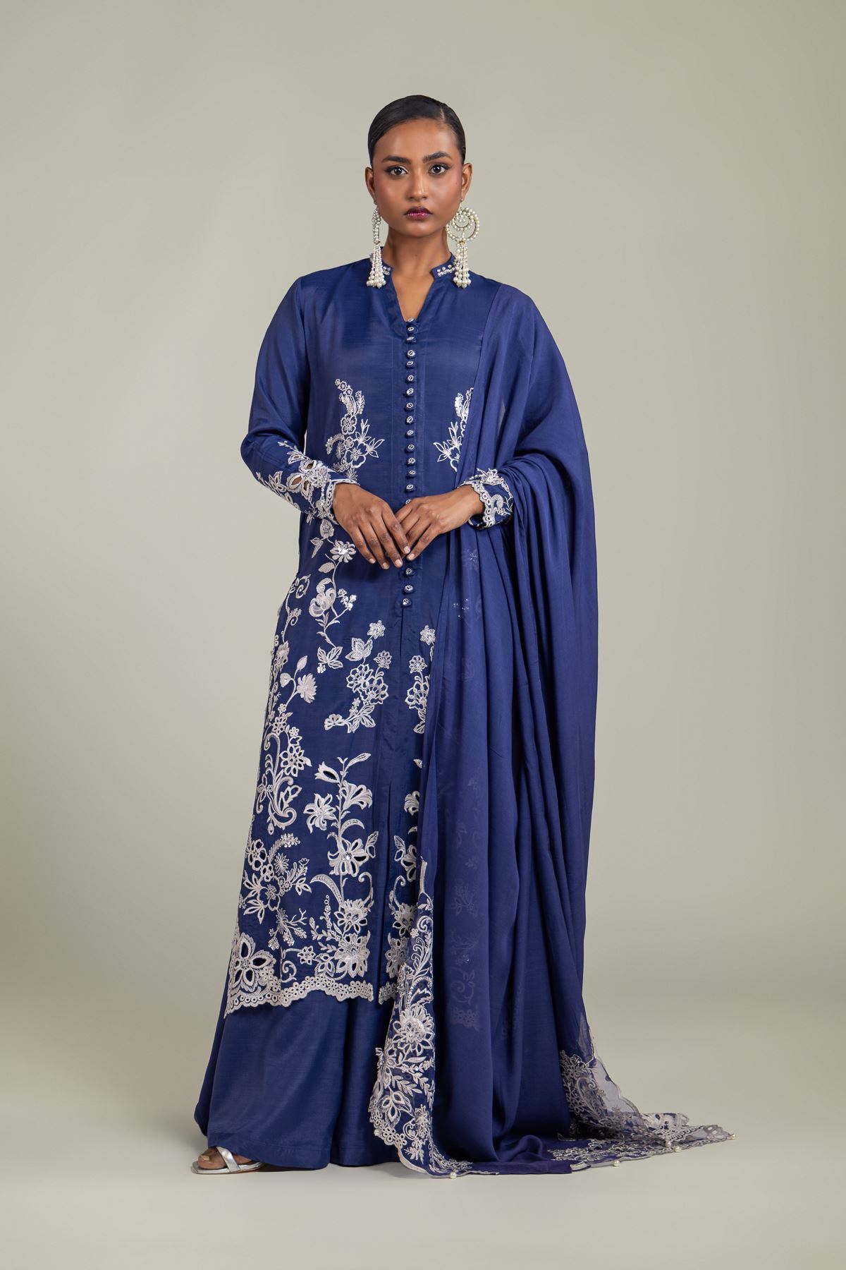 Raw Silk 3-Piece Embroidered Suit - 12-26-101-E-G-VG