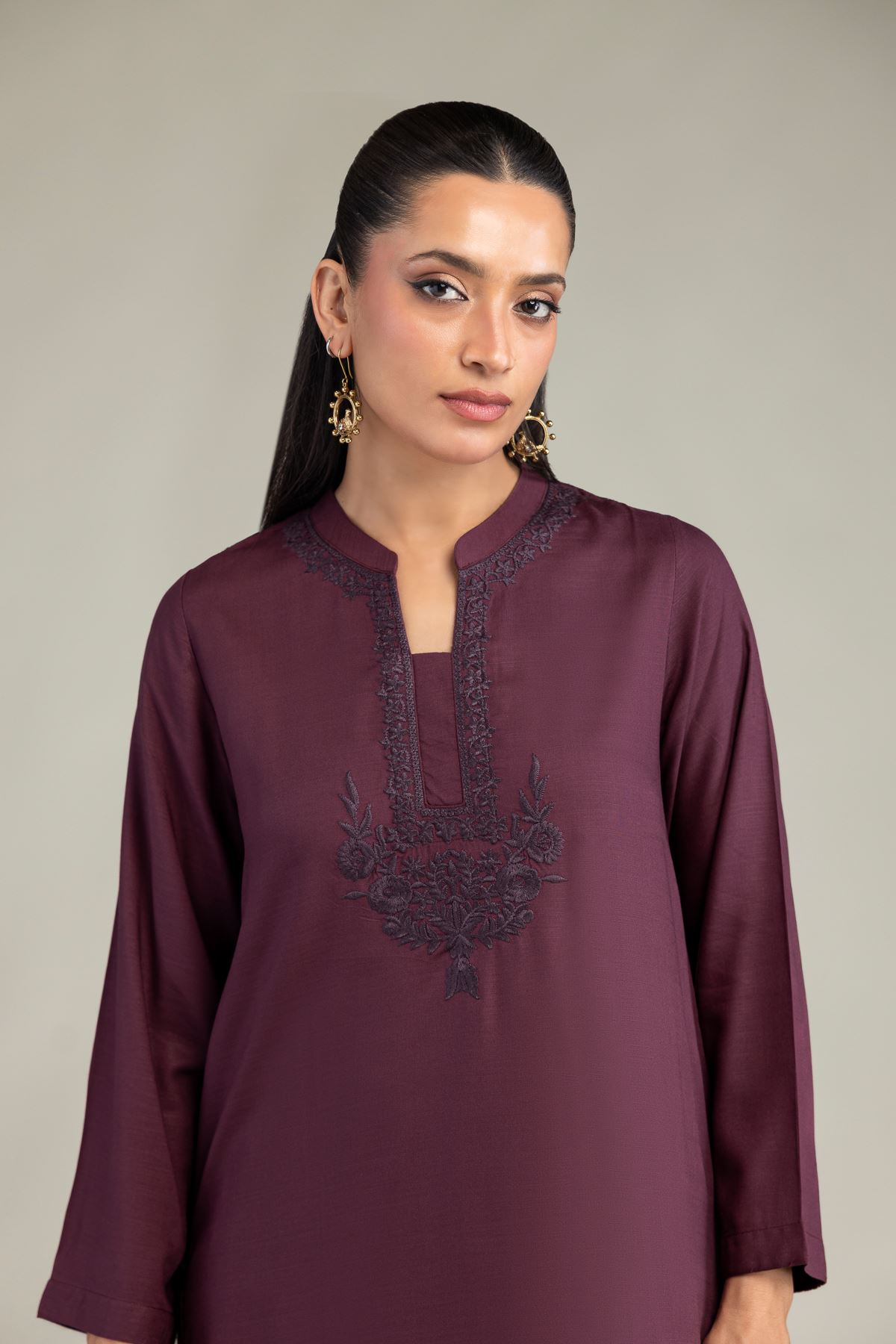 Dyed Raw Silk Purple Silk Kurta - 1-26-322-B-A1-VG