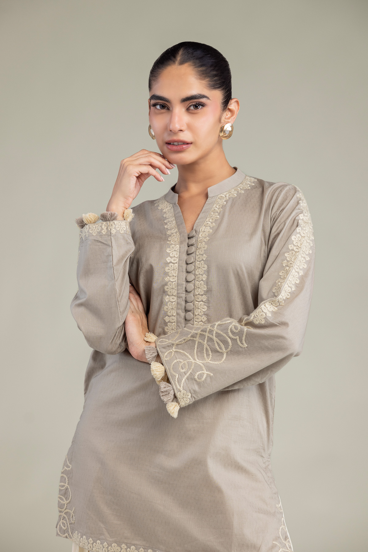 Embroidered Cotton Dobby Cotton Dobby Kurta - 1-26-102-A-F-VG