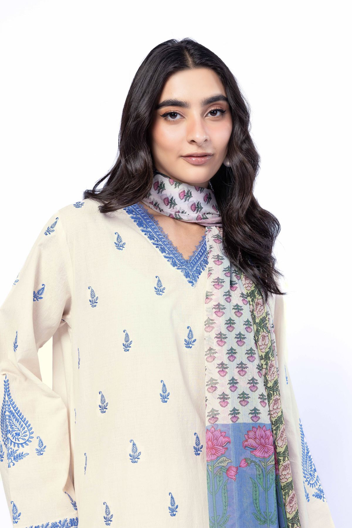 Embroidered Cotton Dobby Tailored 3 Piece - T-A22-26-108FI-VG