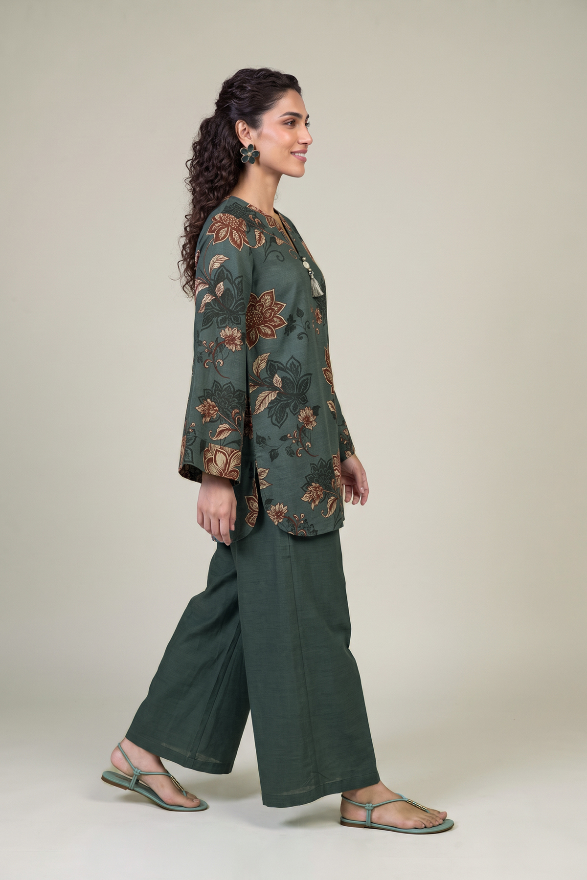 Printed Light Khaddar Solid Khaddar Pants - 1-26-415-A-A1-VG