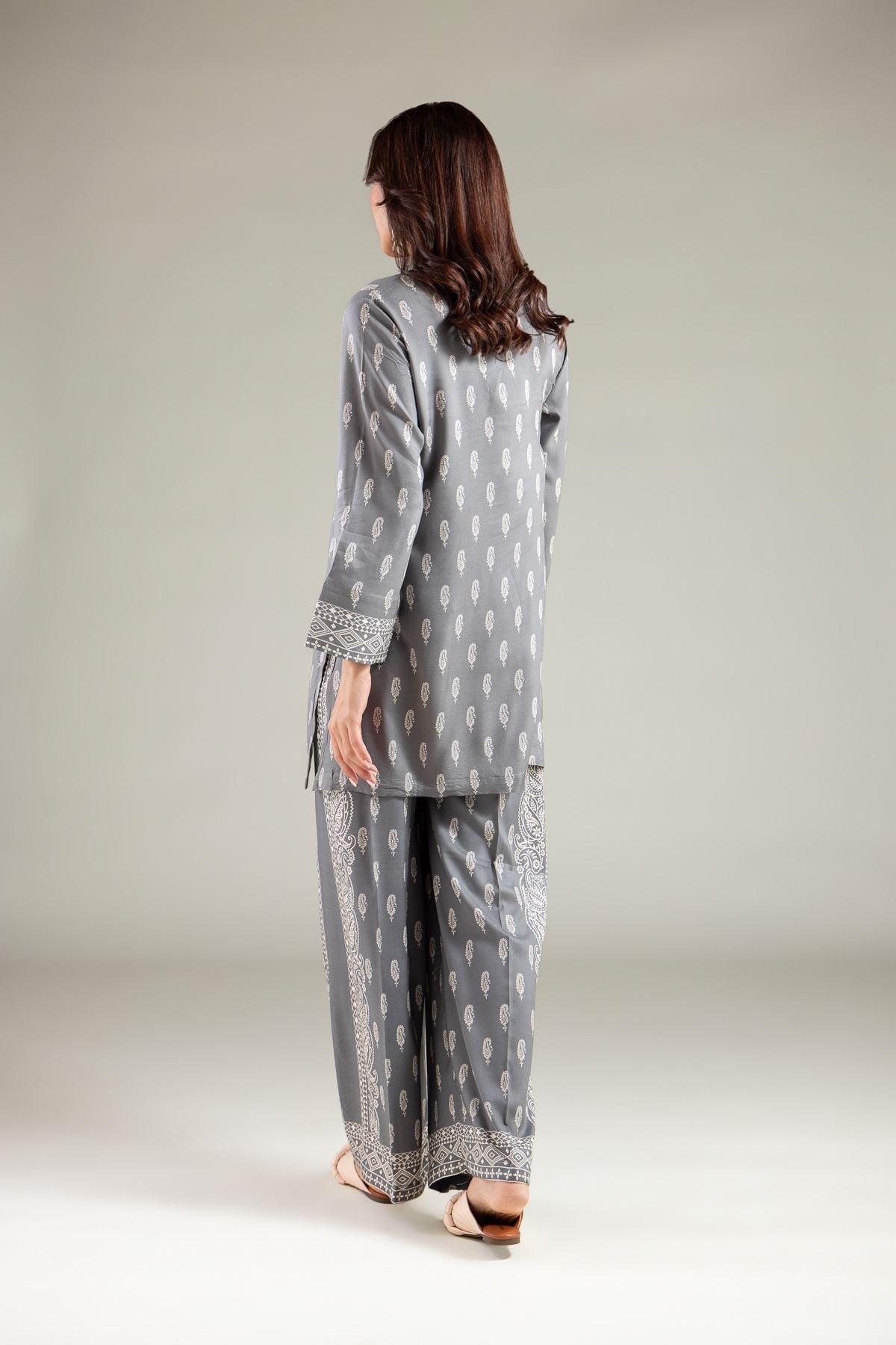 Printed Viscose Short V-Neck Kurta - 1-26-109-A-C-VG