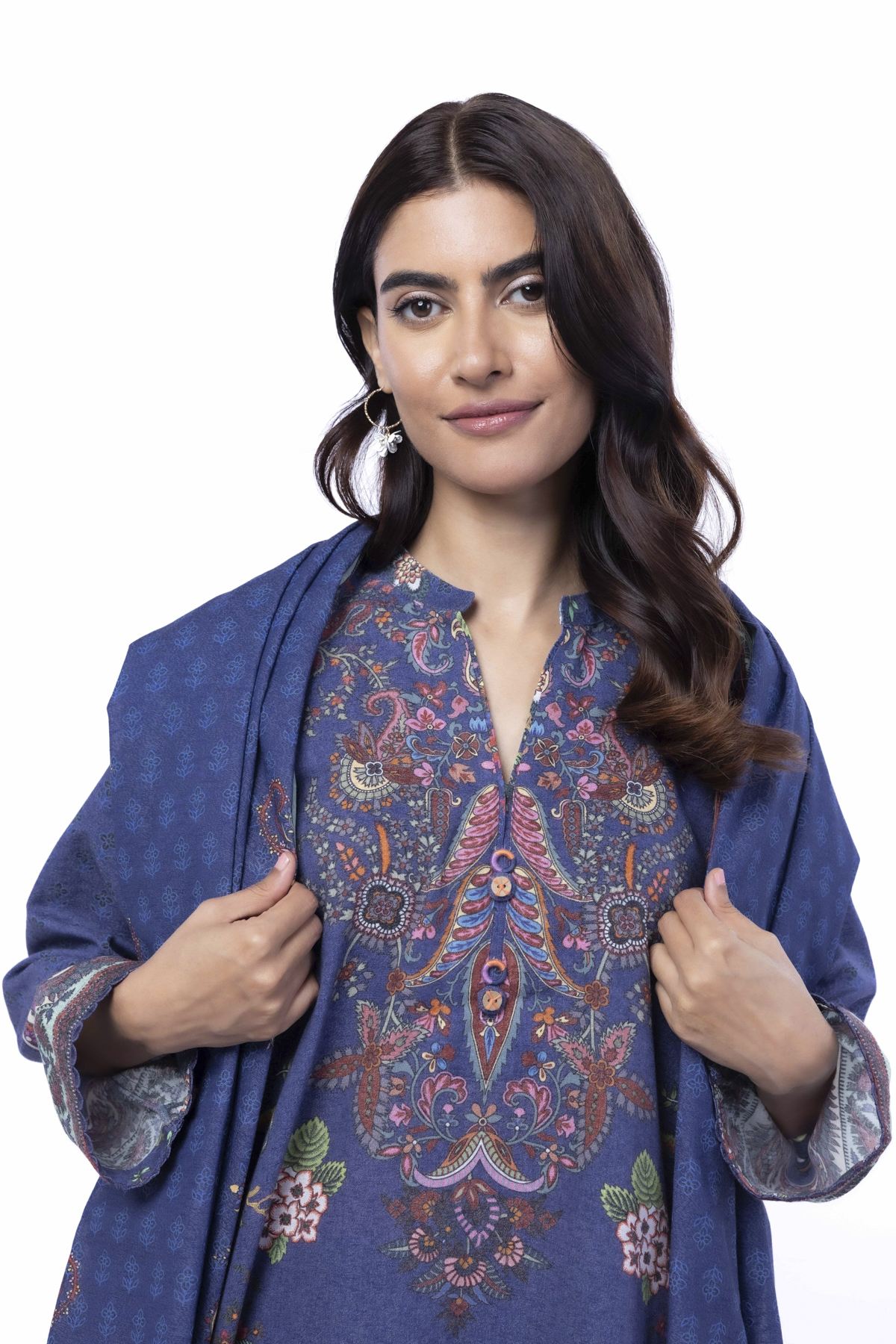 Printed Karandi Fabrics 3 Piece - KRN05B-VG