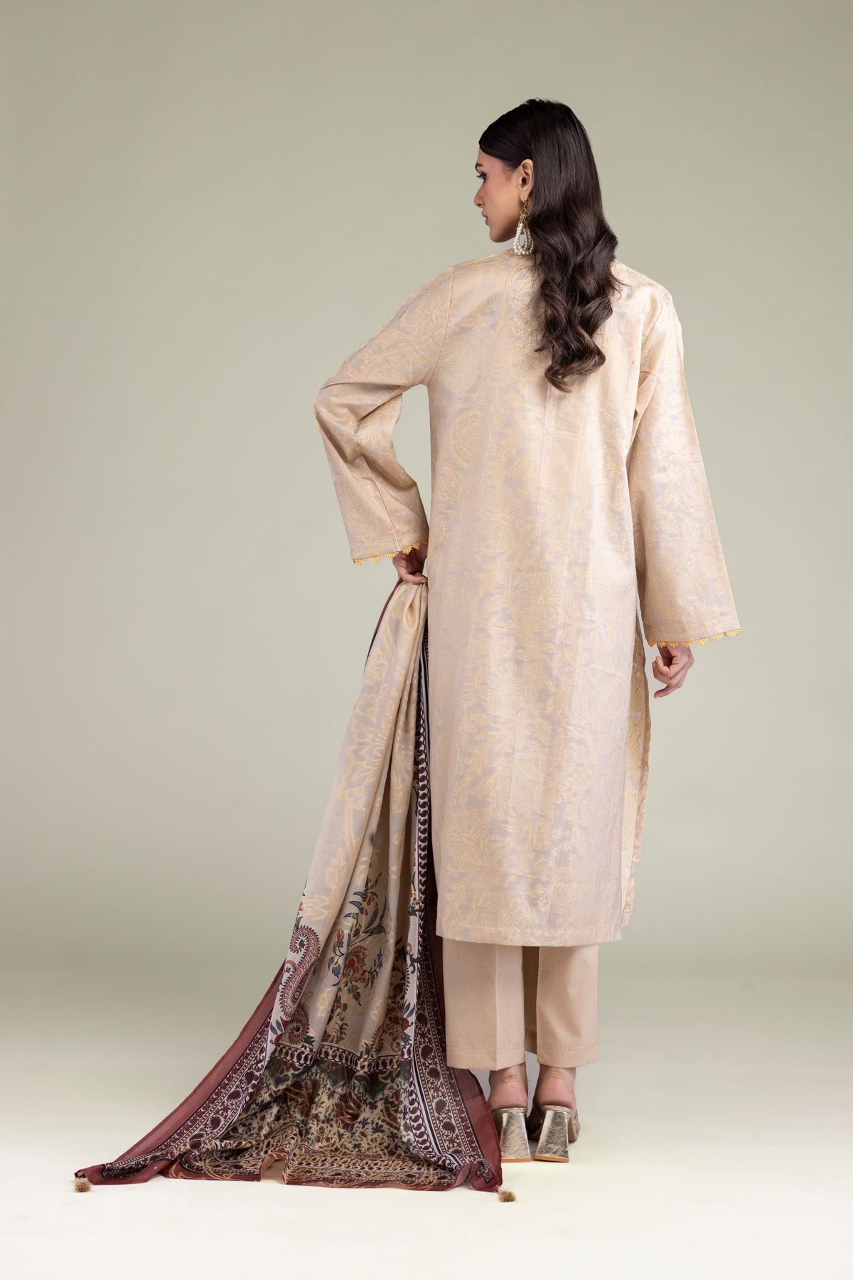 Printed Jacquard Tailored 3-Piece Set - 1-26-229-B-F1-VG