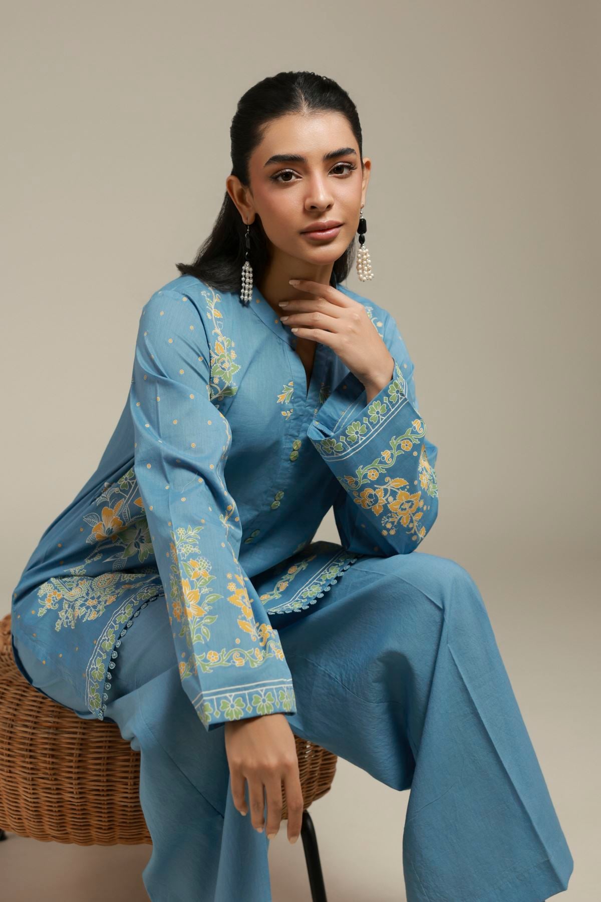 Printed Cambric Blue Tailored Set - T-A22-26-124FC1-VG