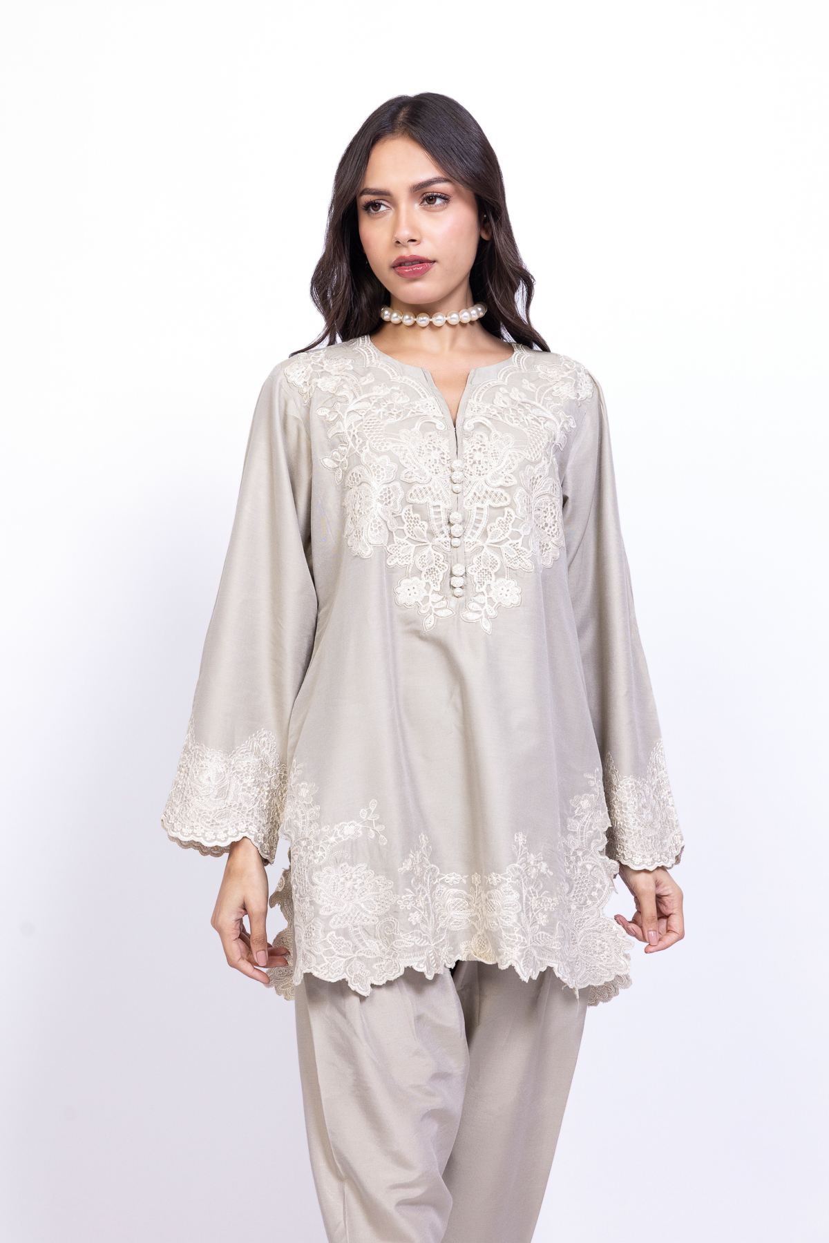 Embroidered Raw Silk Kurta - 25-09-11E7-08TA-VG