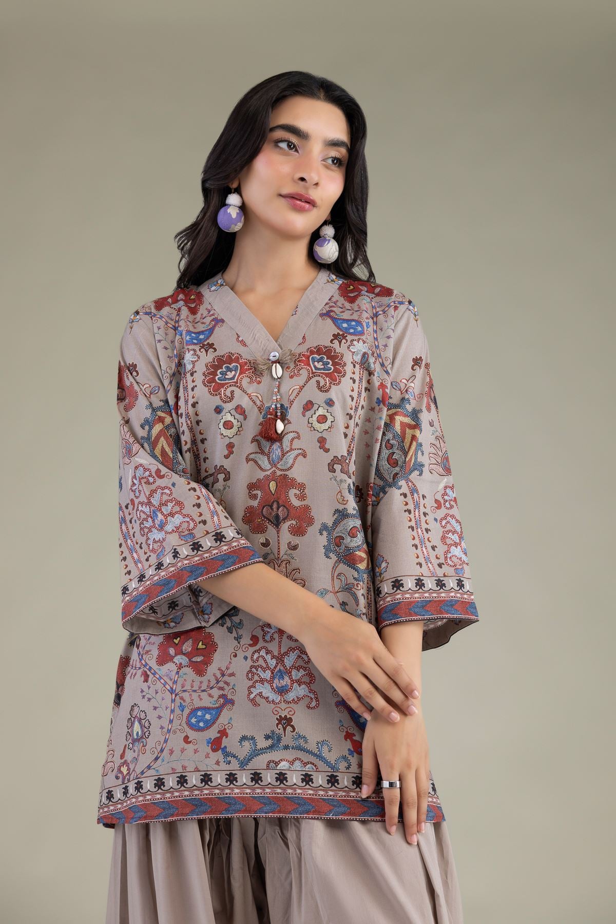Printed Cambric Printed Floral Kurta - 1-26-102-A-F-VG