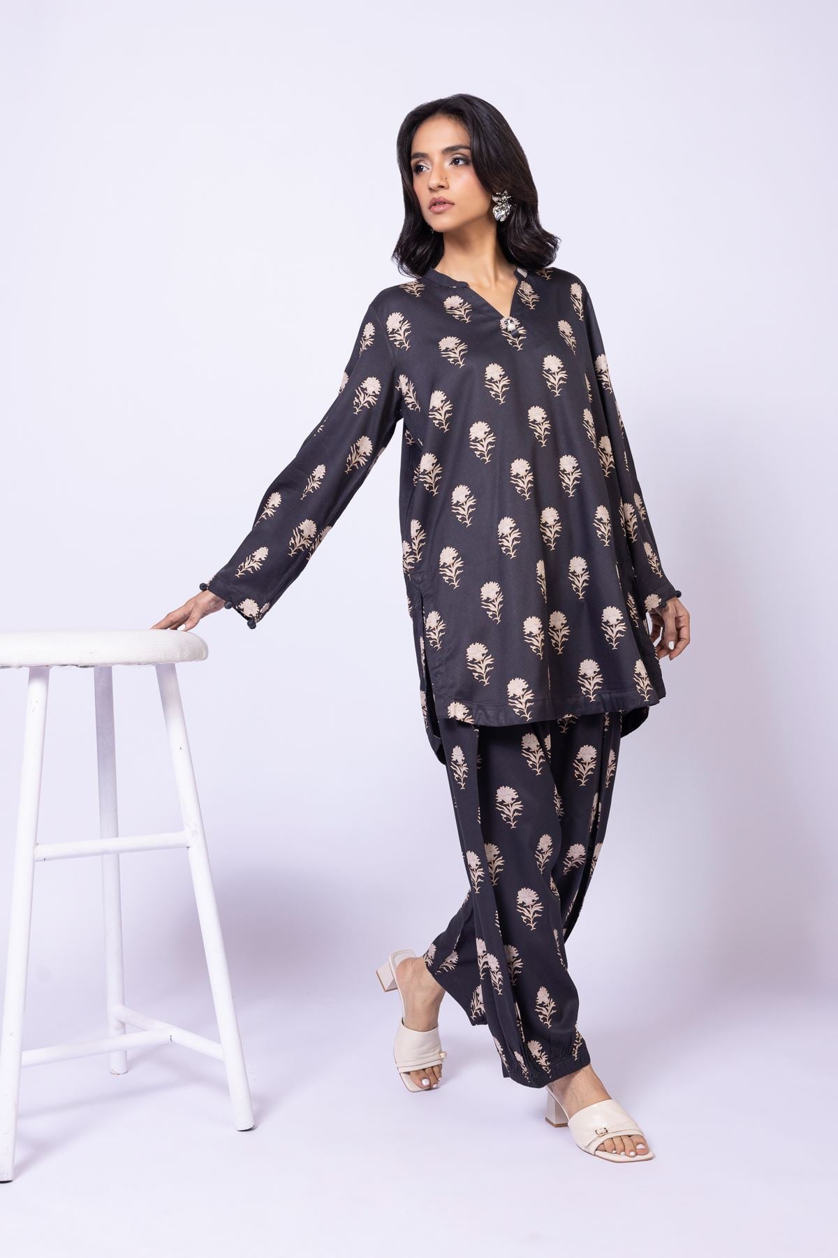 Printed Marina Shalwar - 25-09-10E8-01TB-VG