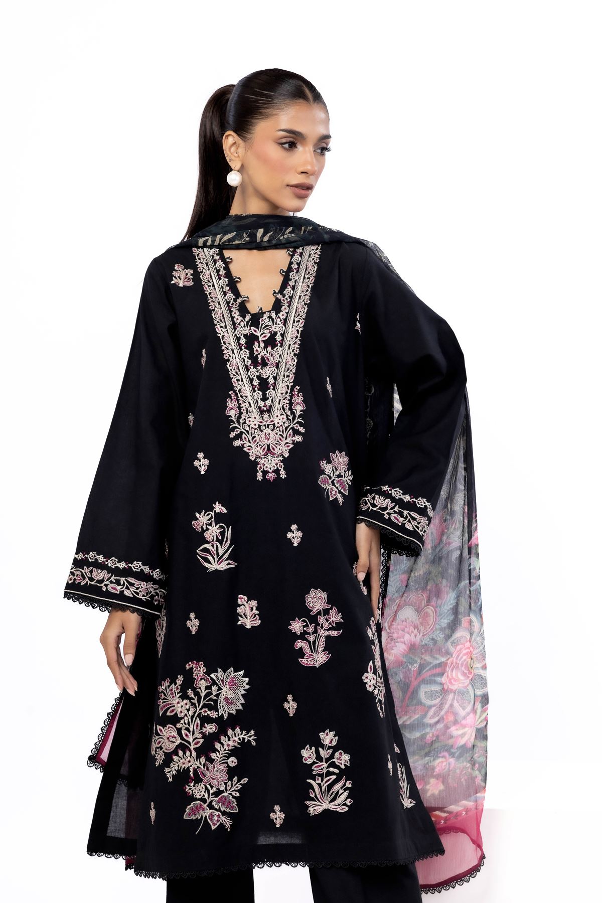 Embroidered Cambric Tailored 3 Piece - 2-26-105-A-E-VG