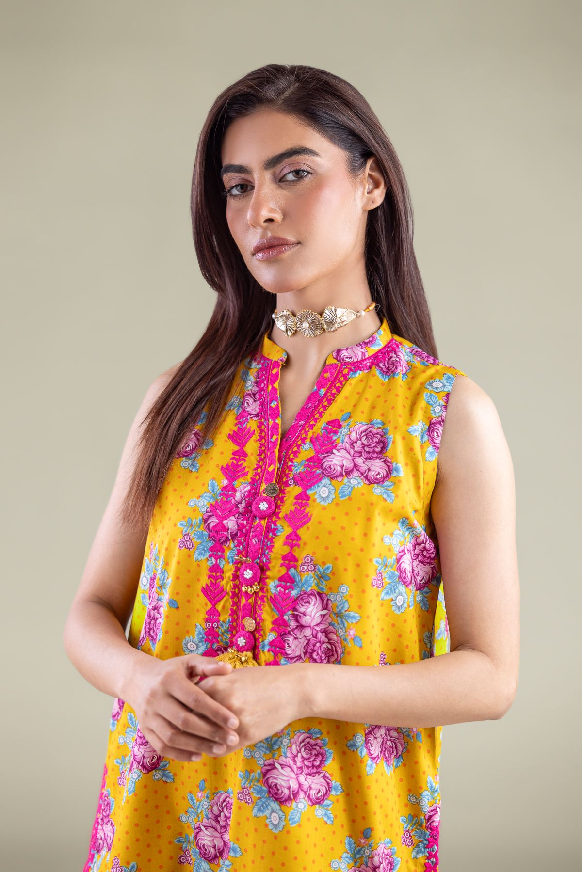 Embroidered Cambric Kurta - 2-26-101-A-D-VG