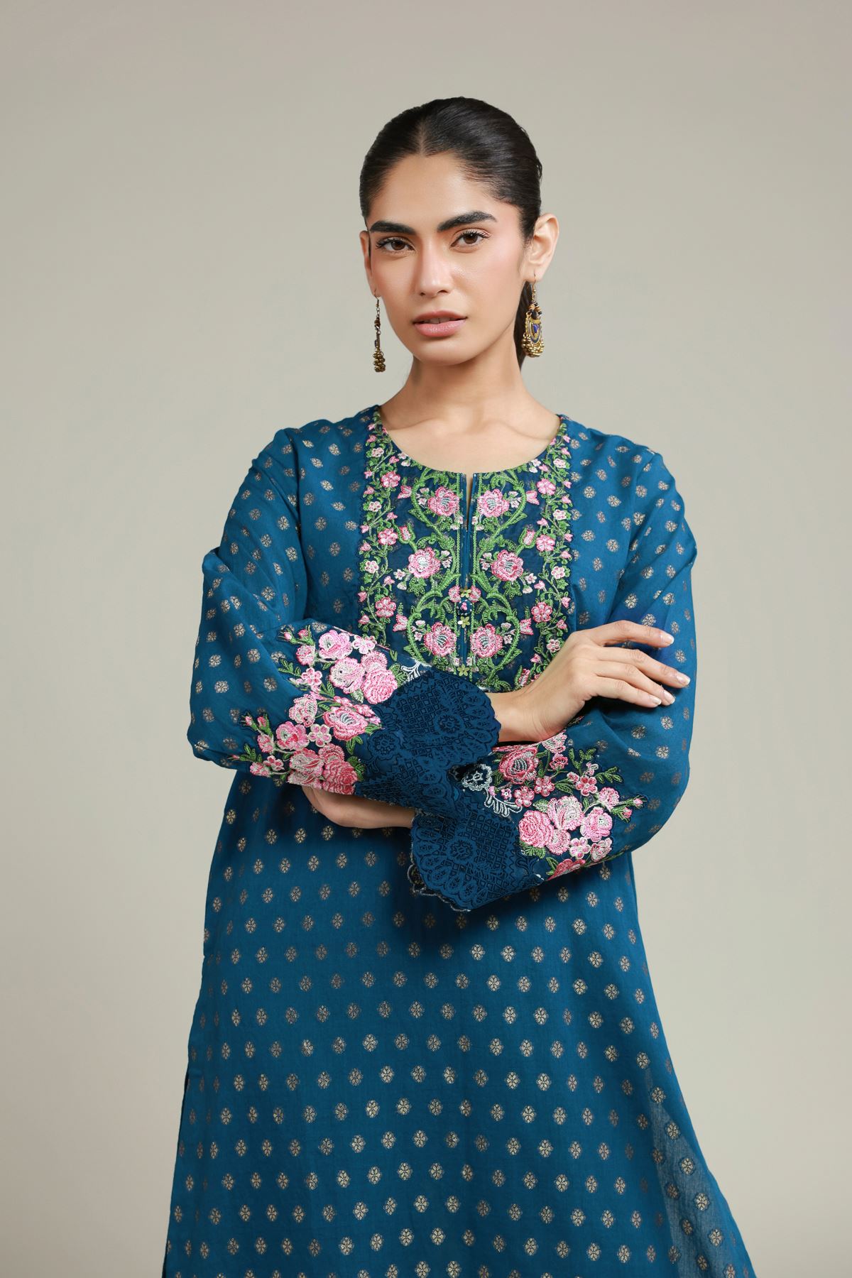 Embroidered Jacquard Fabrics 2 Piece | Top and Bottom - A112-26-108EC2-VG