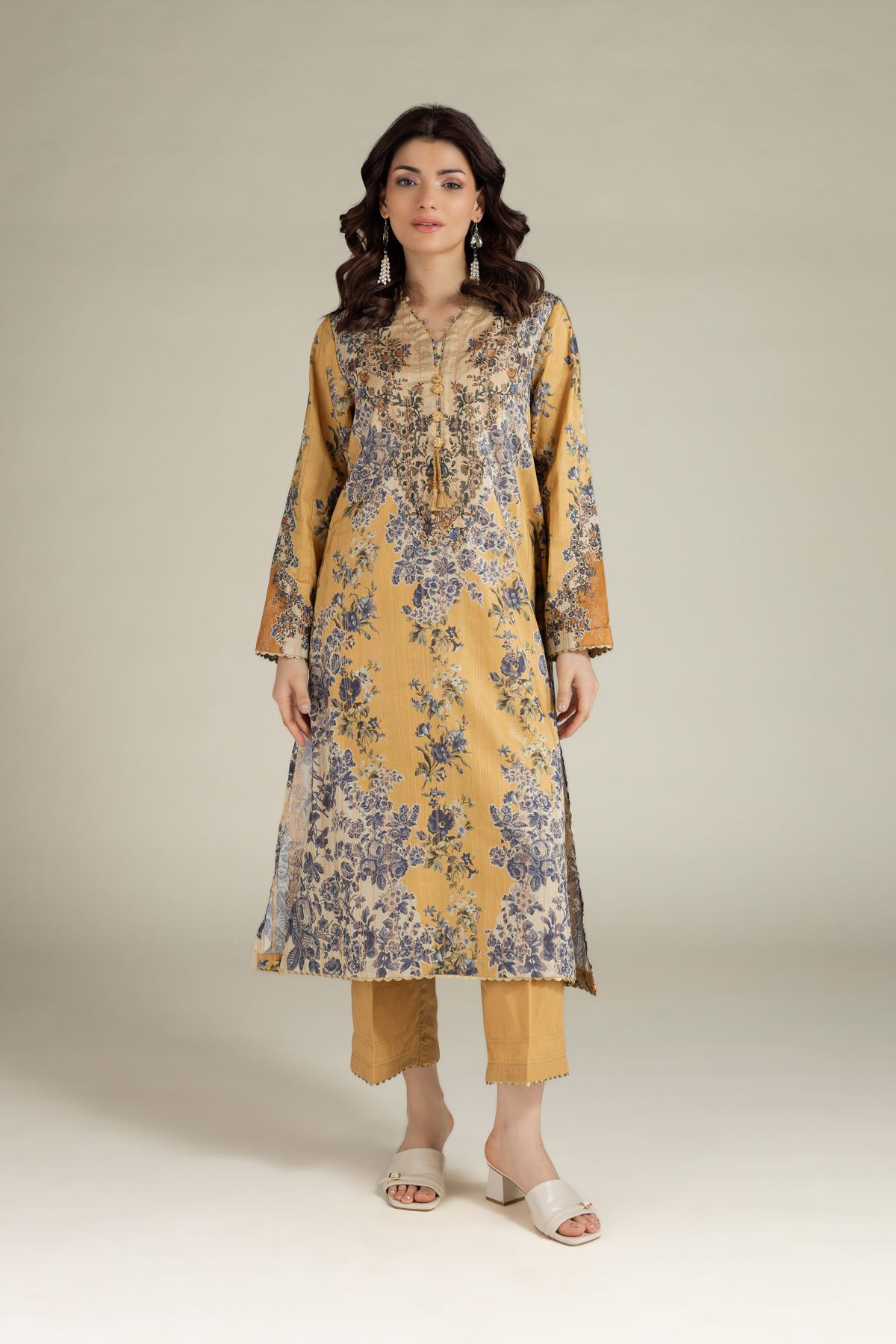 Printed Jacquard Tailored 2 Piece | Top and Bottom - 1-26-127-A-G-VG