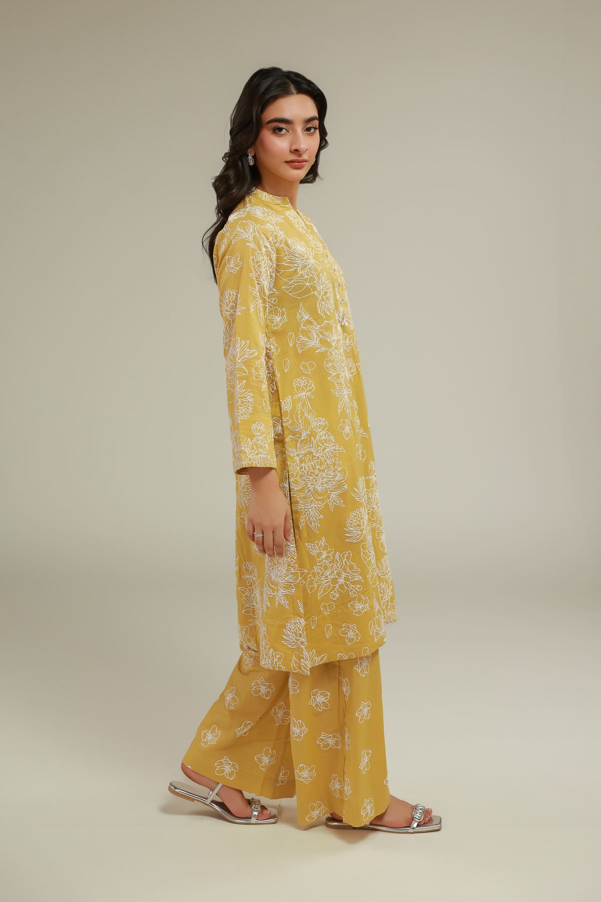 Cambric Floral Longline Kurta - T-A22-26-106FJ-VG