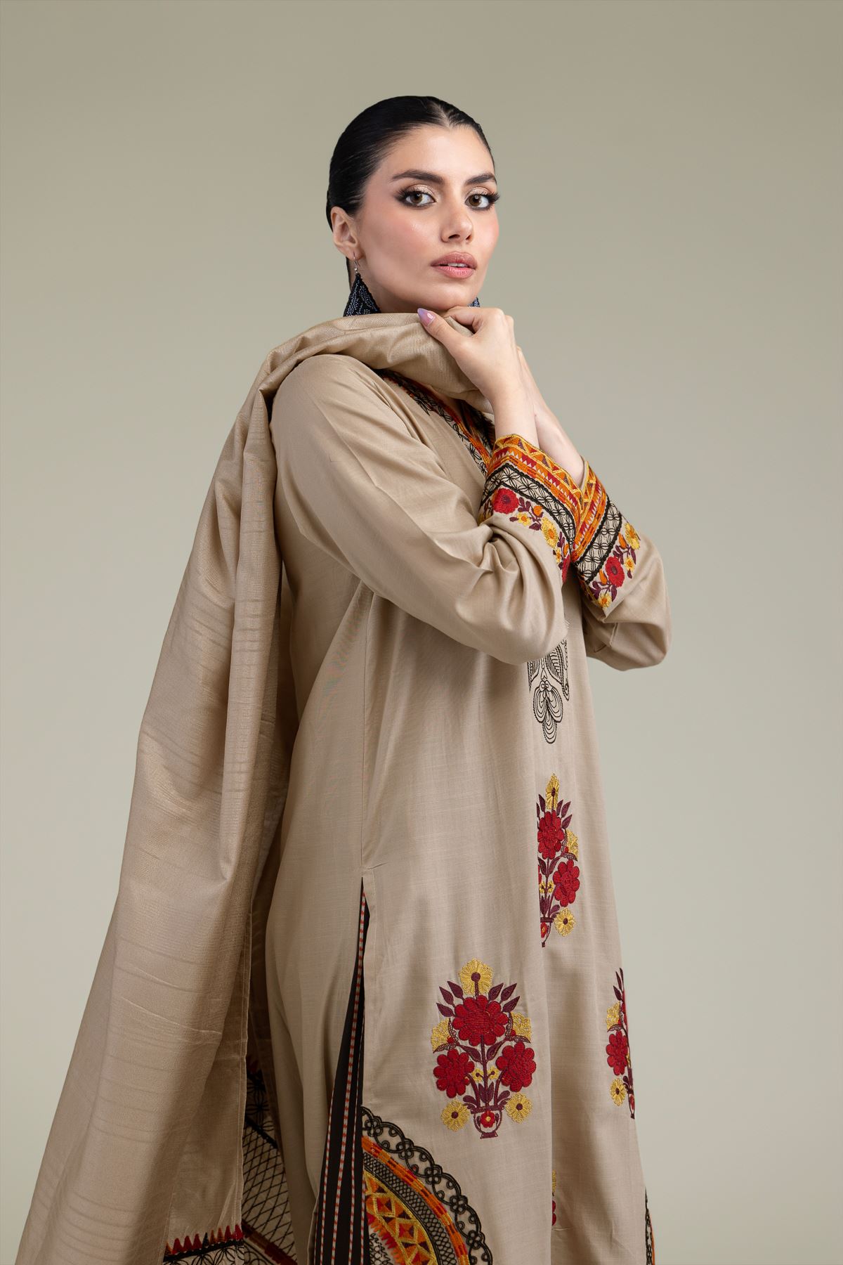 Embroidered Polyester Silk Silk Dupatta - 2-26-204-A-A1-VG