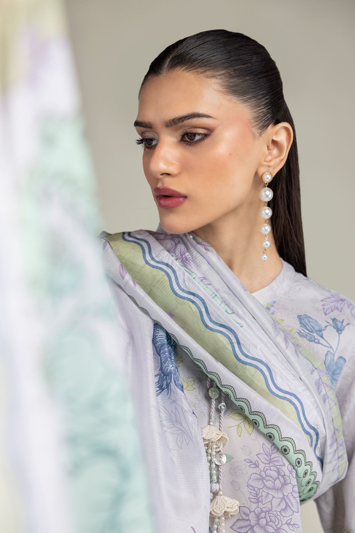 Embroidered Polyester Silk Floral Silk Dupatta - 1-26-203-A-C1-VG