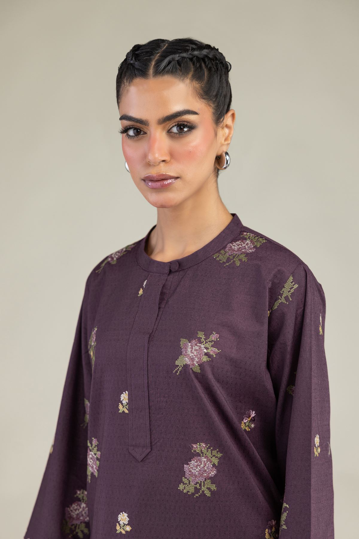 Embroidered Cotton Dobby Cotton Dobby Kurta - 25-10-12E5-12TA-VG