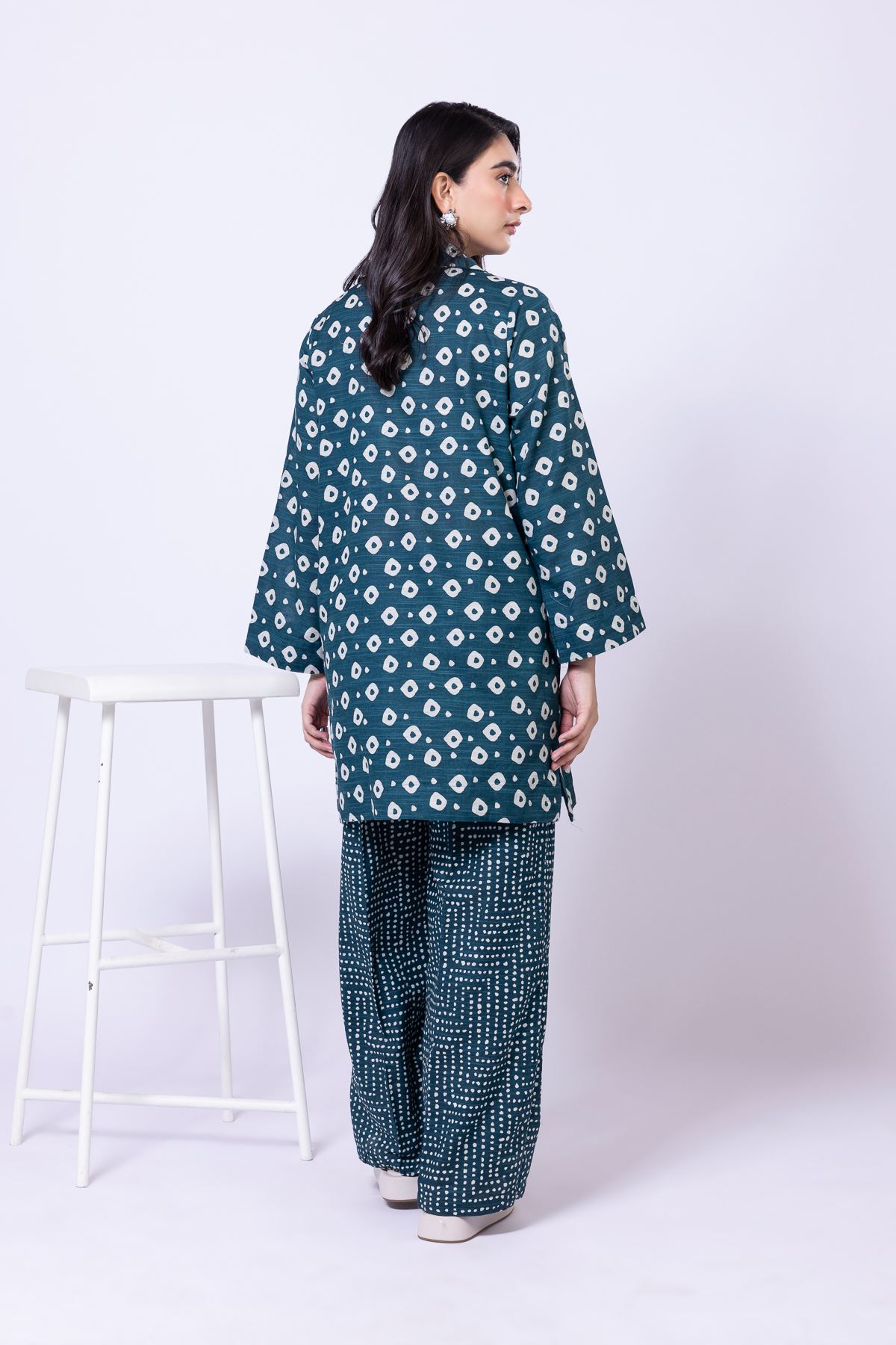 Printed Khaddar Short Geometric Kurta - 25-04EX10-10TA-VG