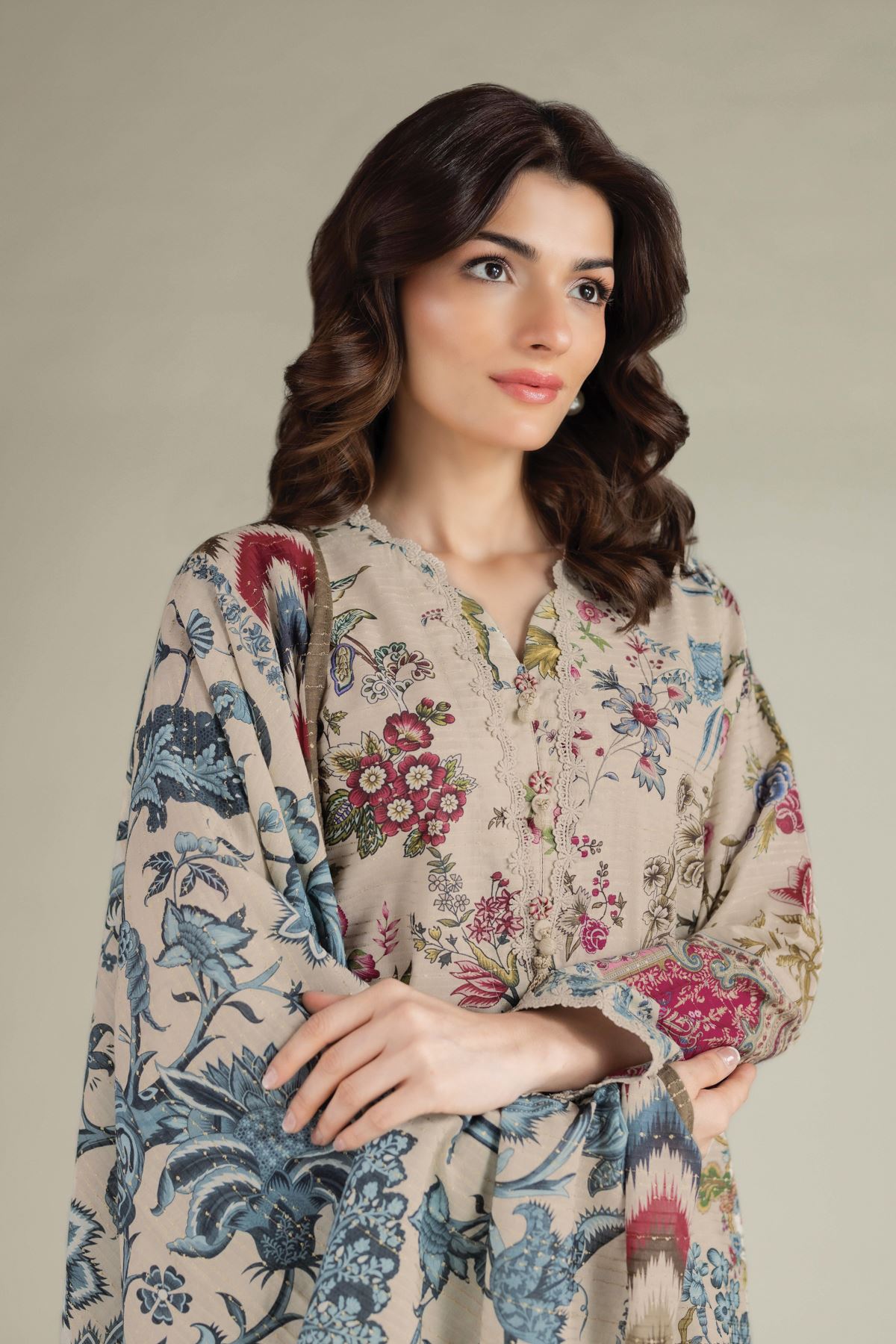 Printed Mesuri Dobby Tailored 3 Piece - T-A22-26-117FA1-VG