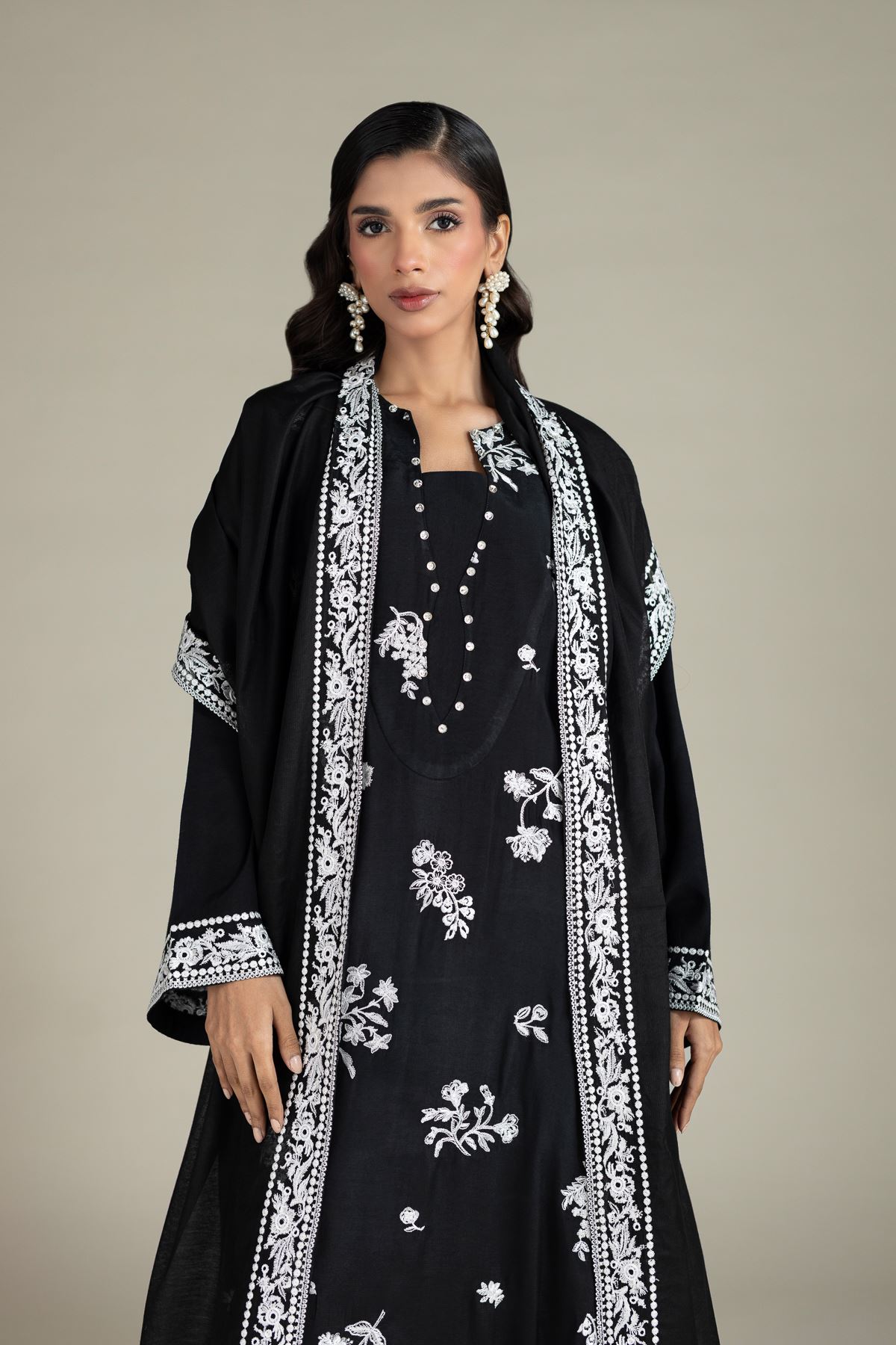 Embroidered Raw Silk Fabrics 3 Piece - A33-26-102FD-VG