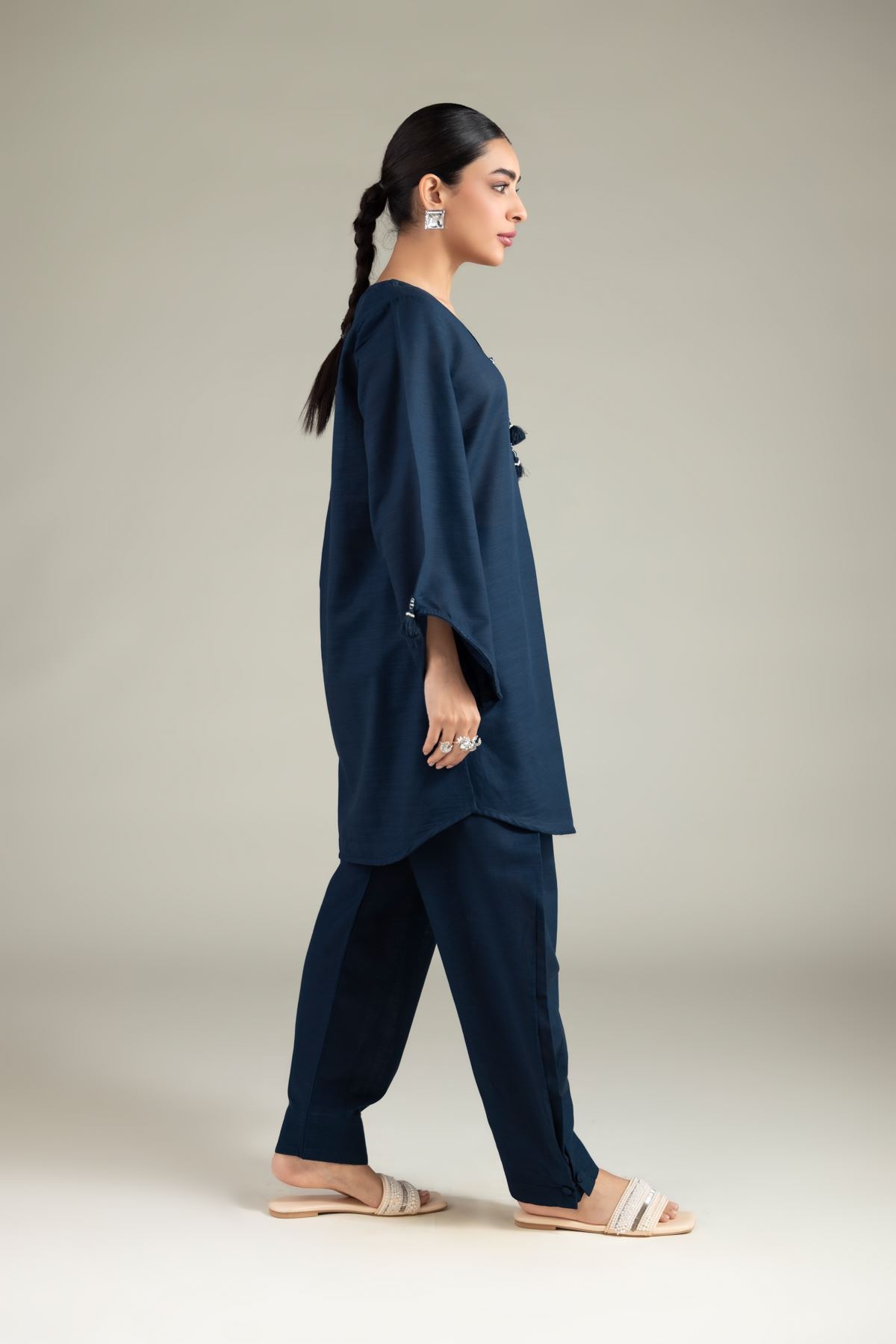 Dyed Textured Cotton Solid Straight Shalwar - 1-26-108-A-F-VG