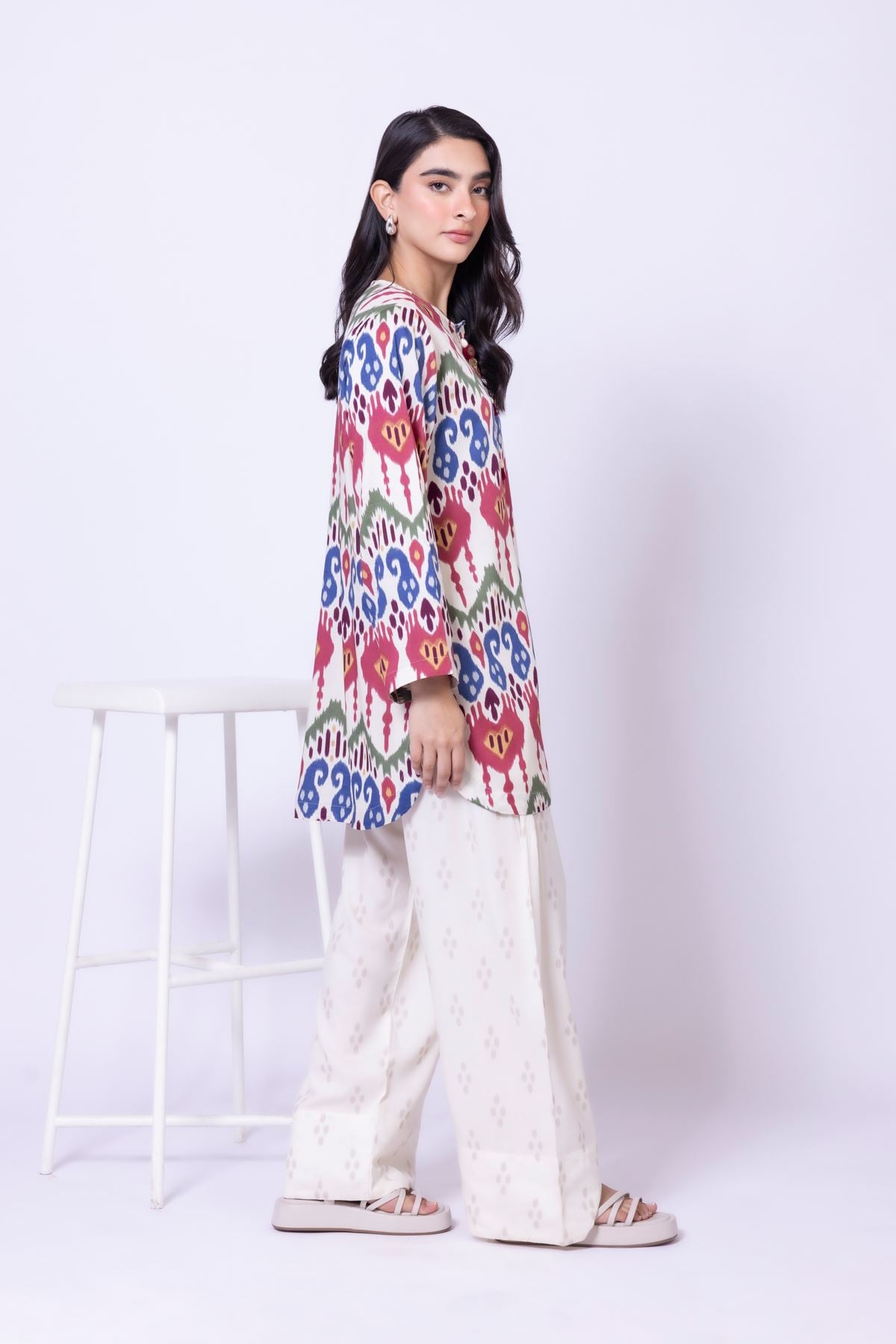 Printed Viscose Silk Pants - 25-08-8E4-07TA-VG