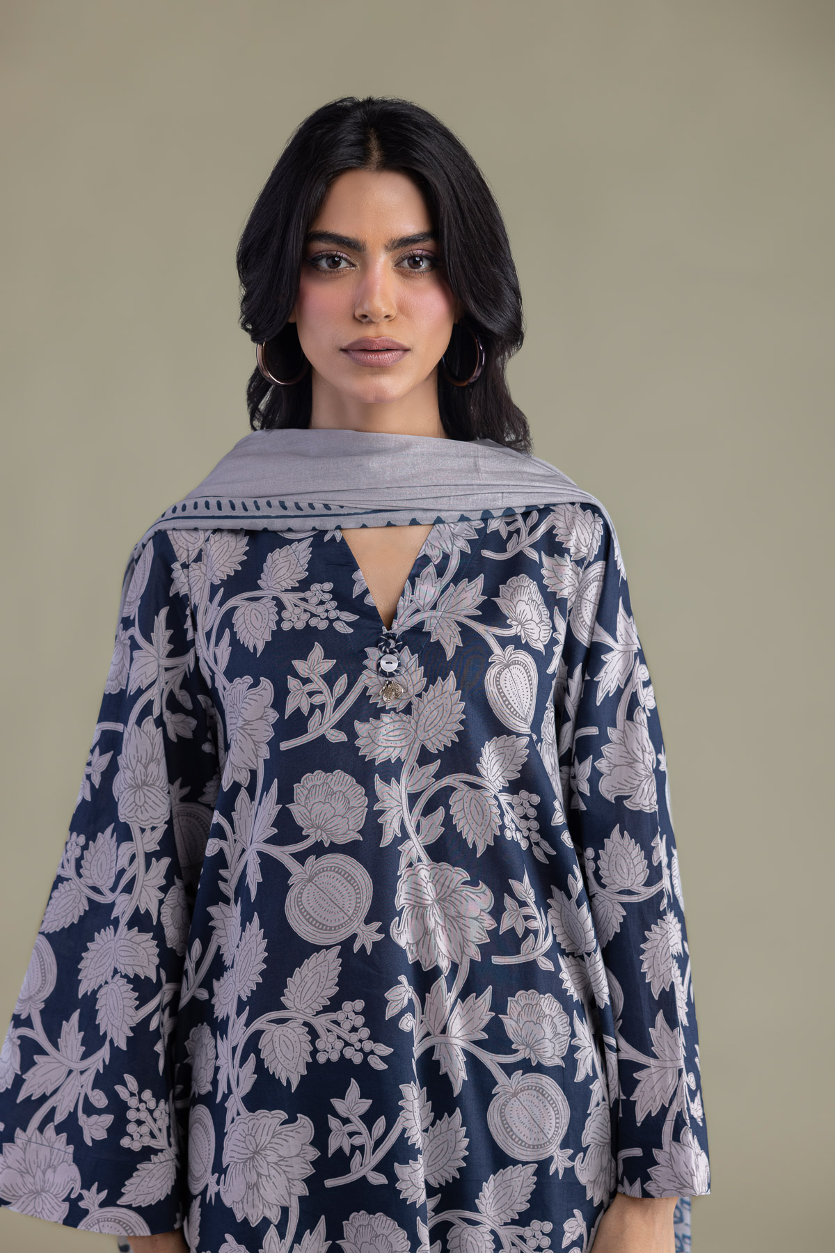 Printed Lawn Printed Cambric Dupatta - 1-26-102-A-F-VG