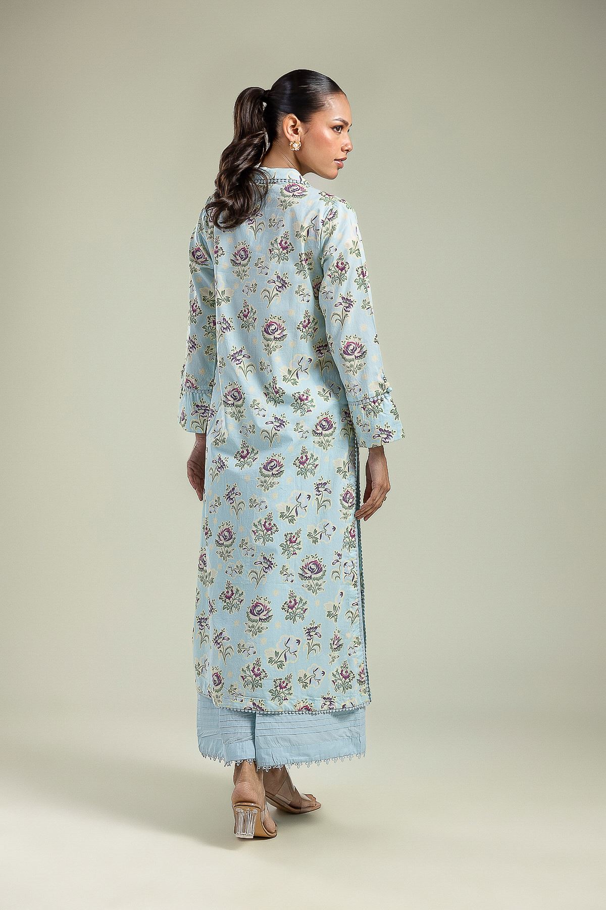 Printed Cambric Blue Cambric Kurta - 1-26-201-A-A-VG