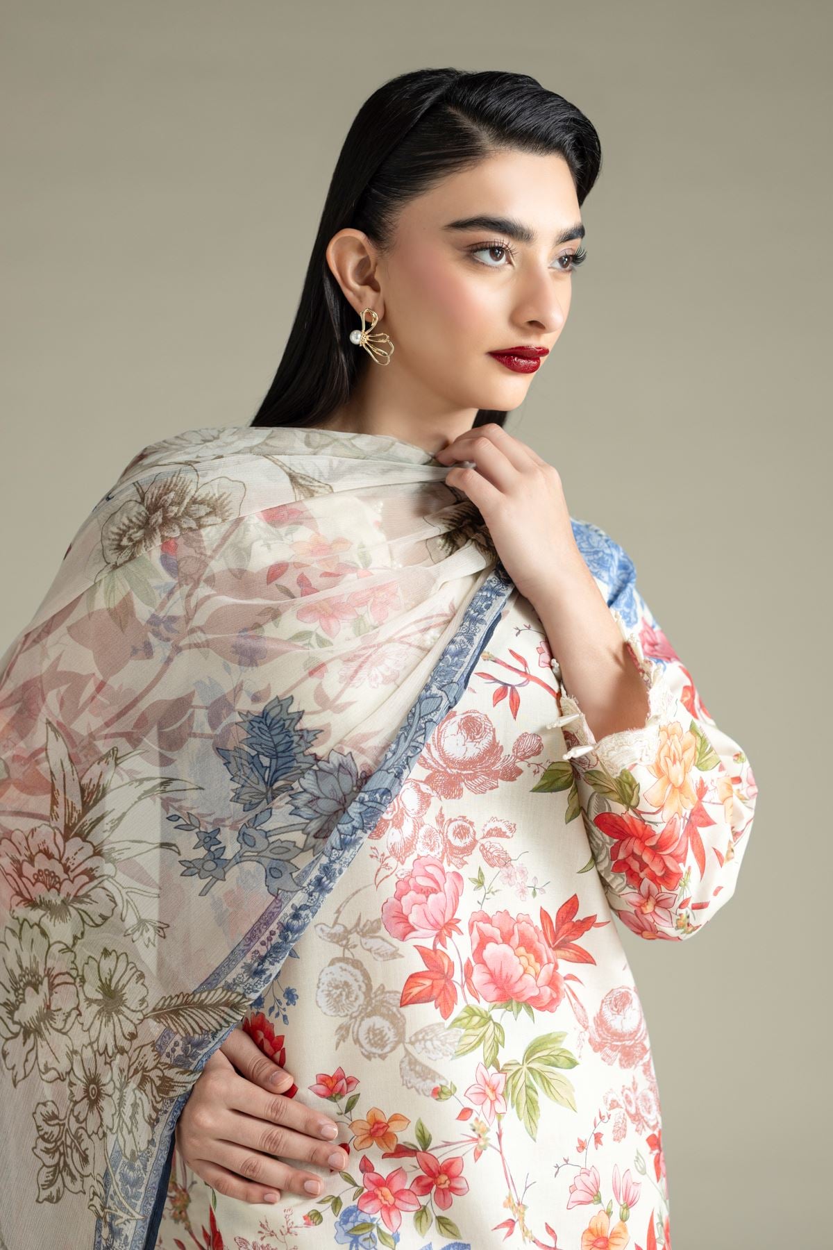 Printed Chiffon Dupatta - 1-26-114-A-E-VG