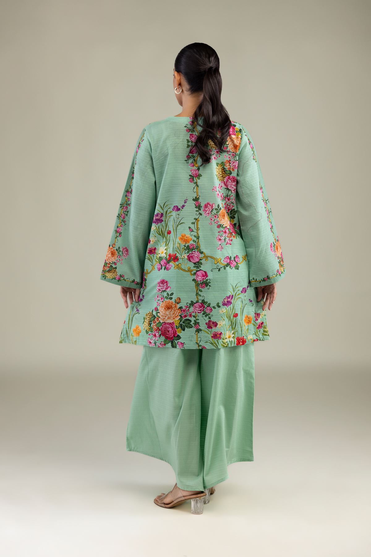 Printed Cotton Dobby Mint Dobby Kurta - 1-26-220-B-E1-VG