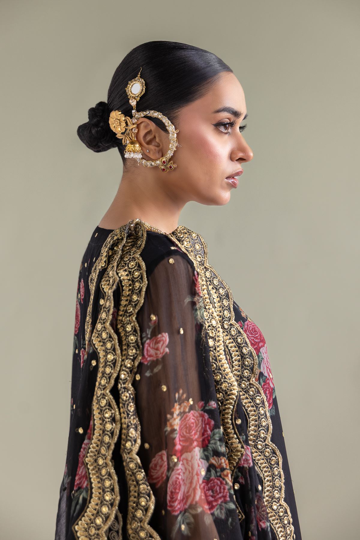Embroidered Chiffon Floral 3-Piece Set - 1-26-127-A-D-VG