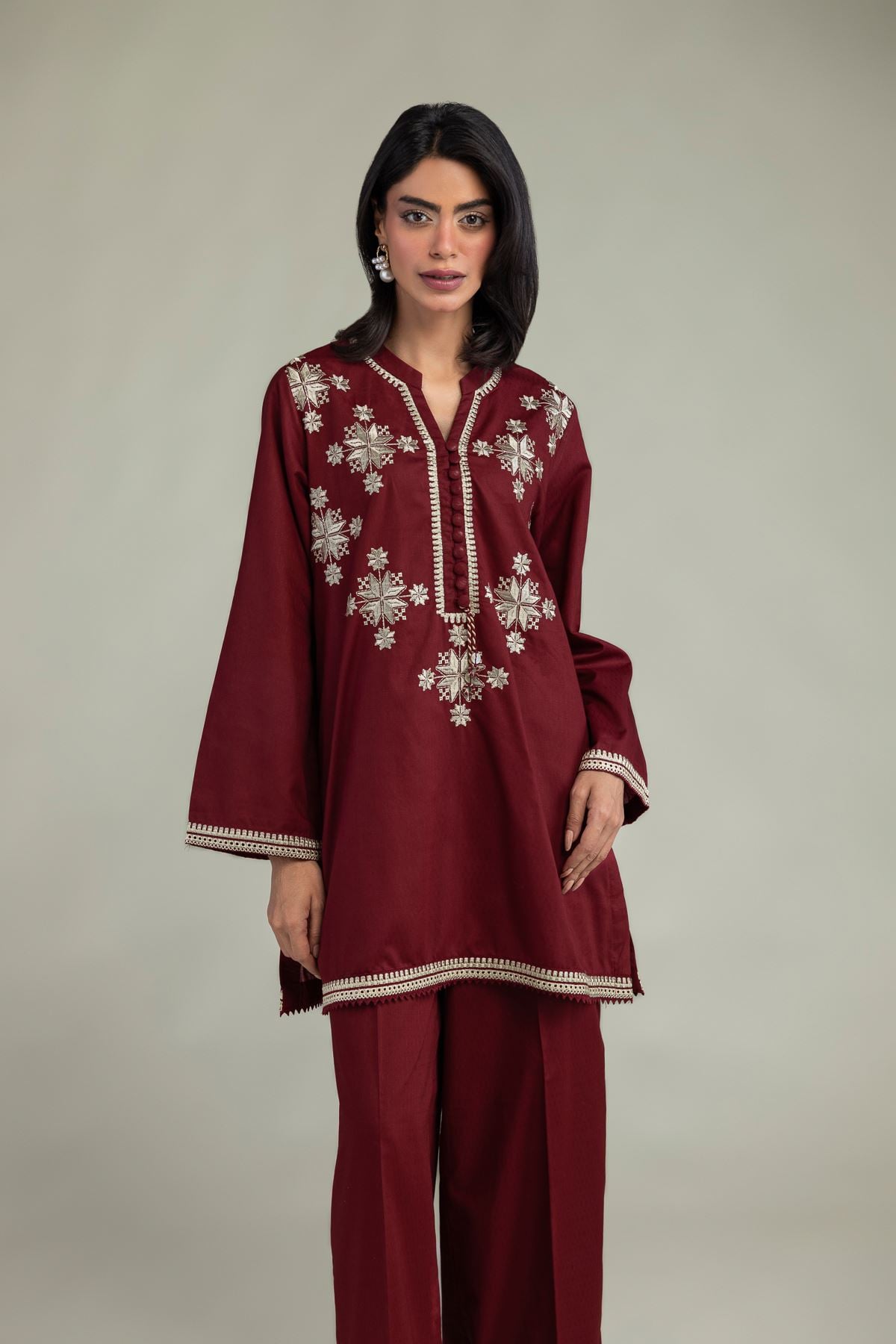 Embroidered Cotton Dobby Cotton Dobby Kurta - 8-26-303-A-C1-VG