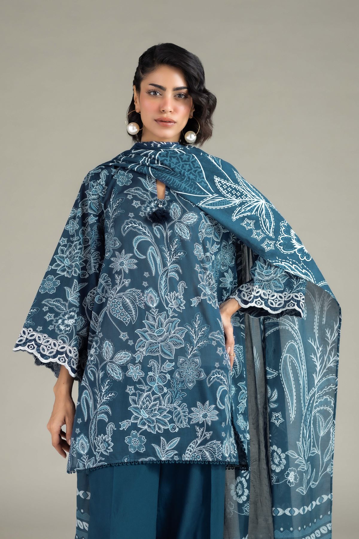 Embroidered Lawn Fabrics 3 Piece - 1001941247