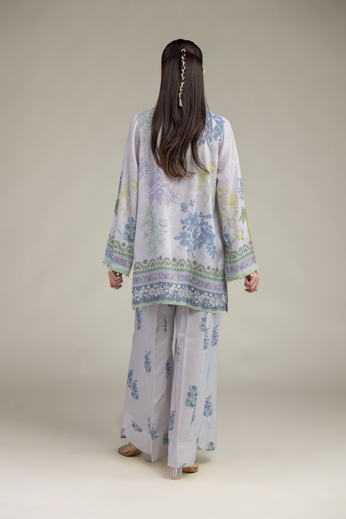 Embroidered Raw Silk Floral Silk Kurta - 1-26-219-B-H1-VG