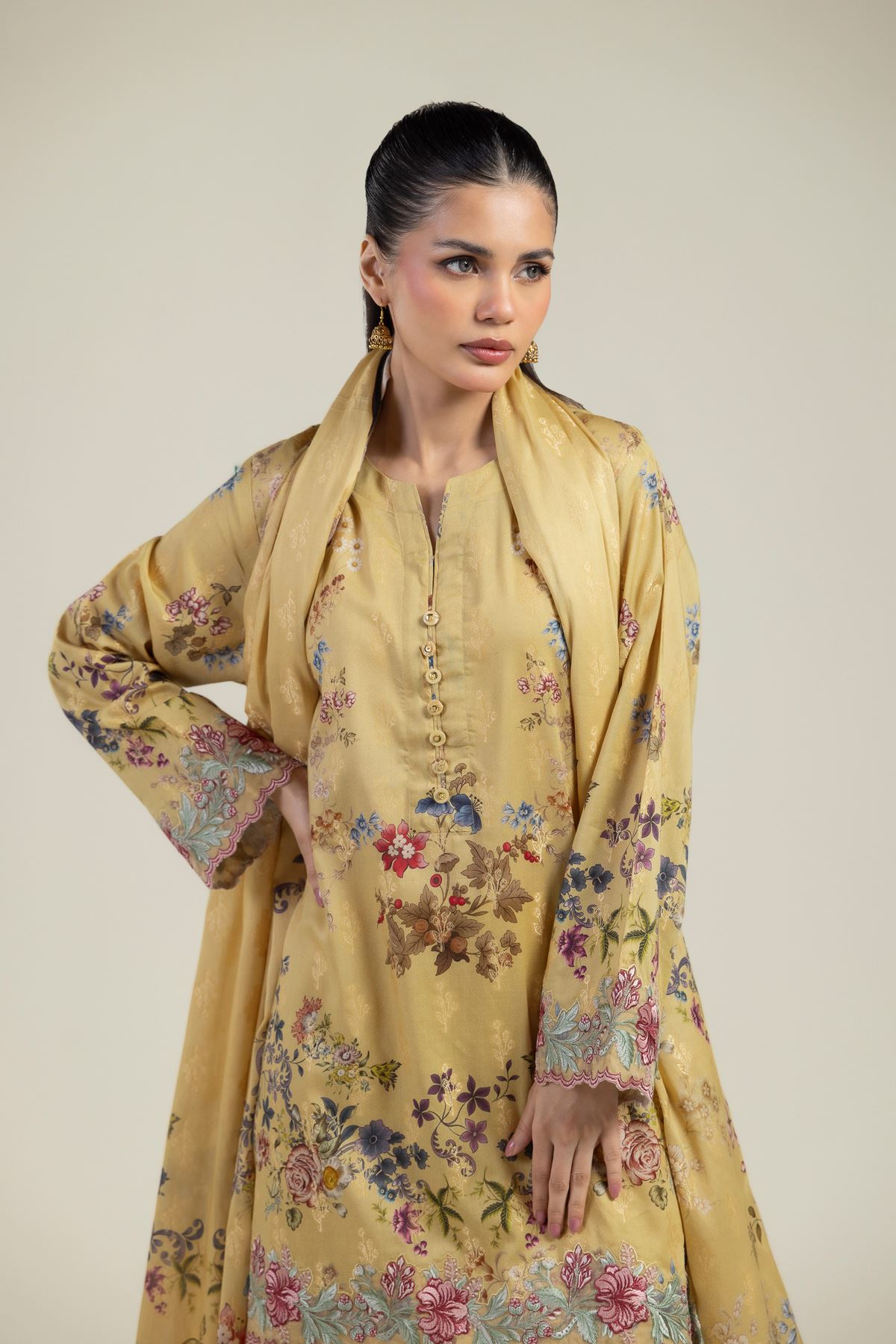 Embroidered Jacquard Fabrics 3 Piece - A33-26-210FB1-VG