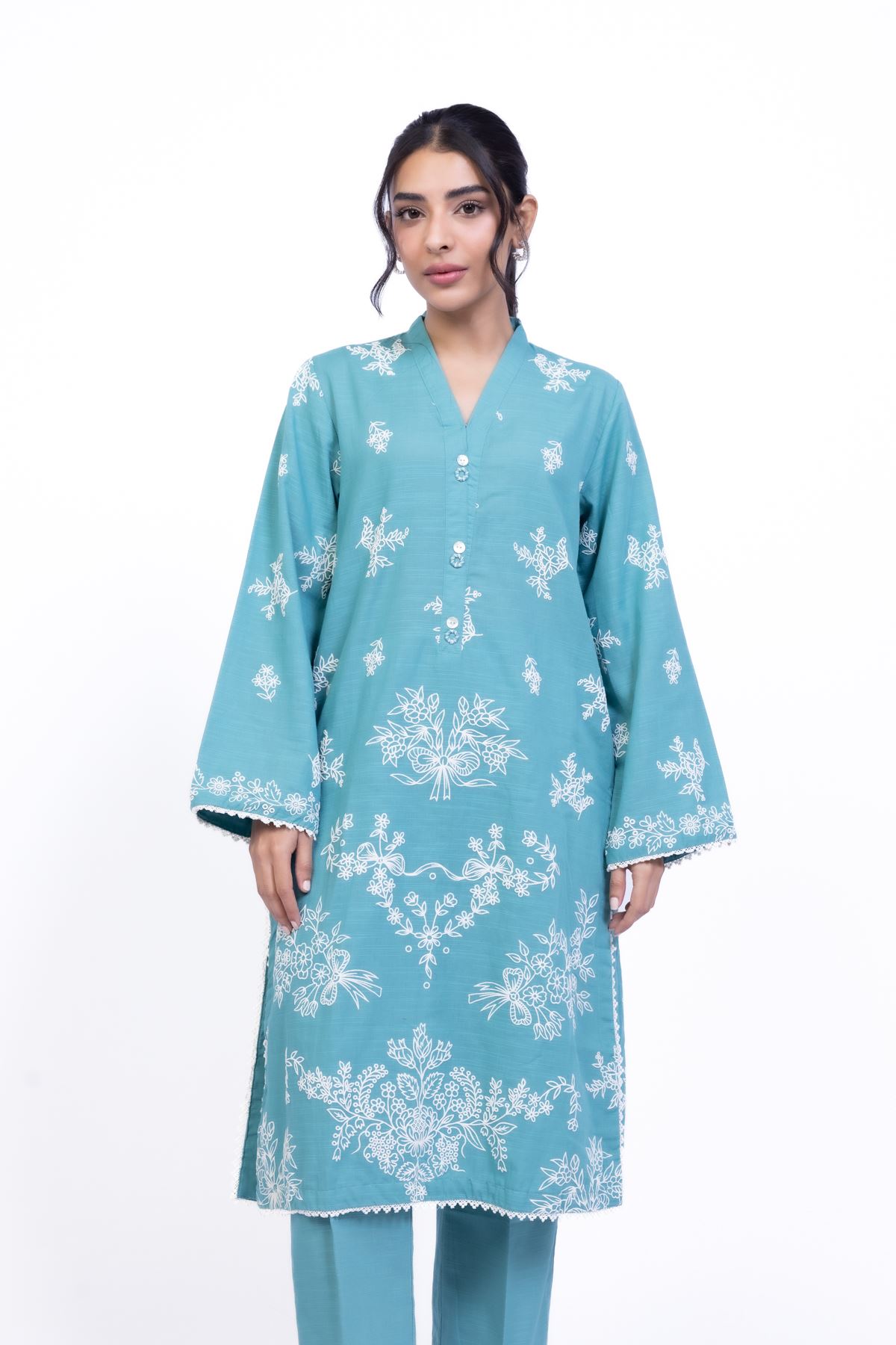 Printed Khaddar Kurta - OTD4-EX22-10TA-VG