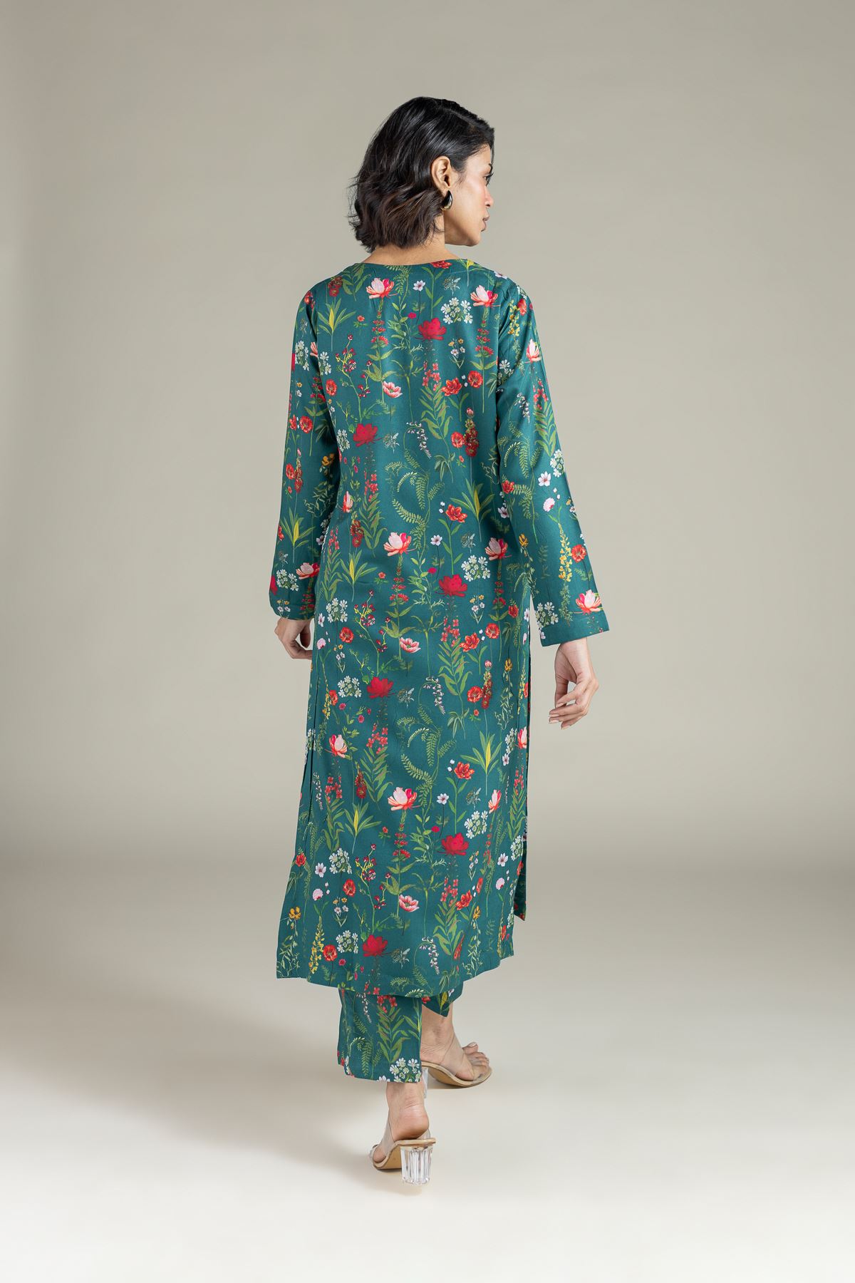 Embroidered Marina Floral Longline Kurta - 25-10-11E6-08TA-VG