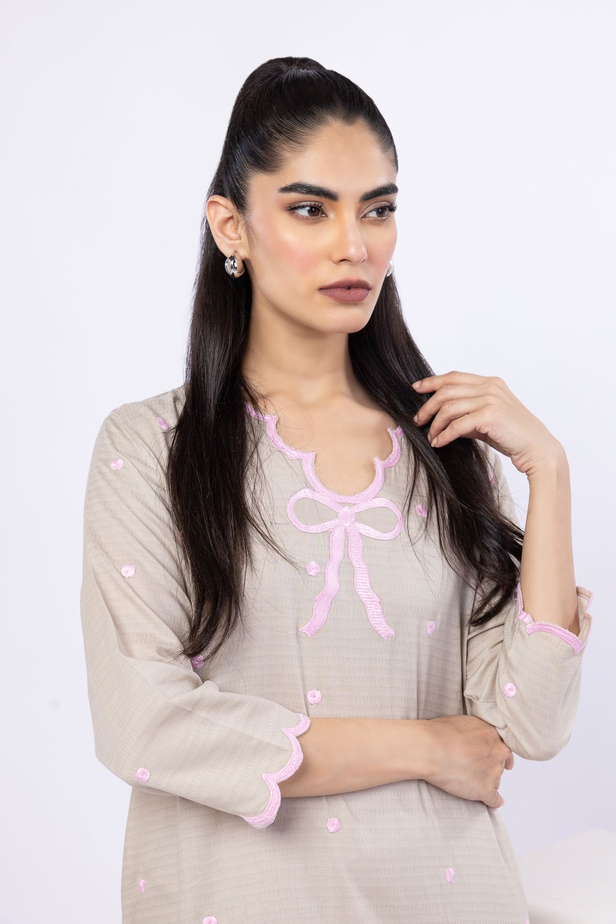 Embroidered Cotton Dobby Kurta - 25-09-9S3-07TB-VG