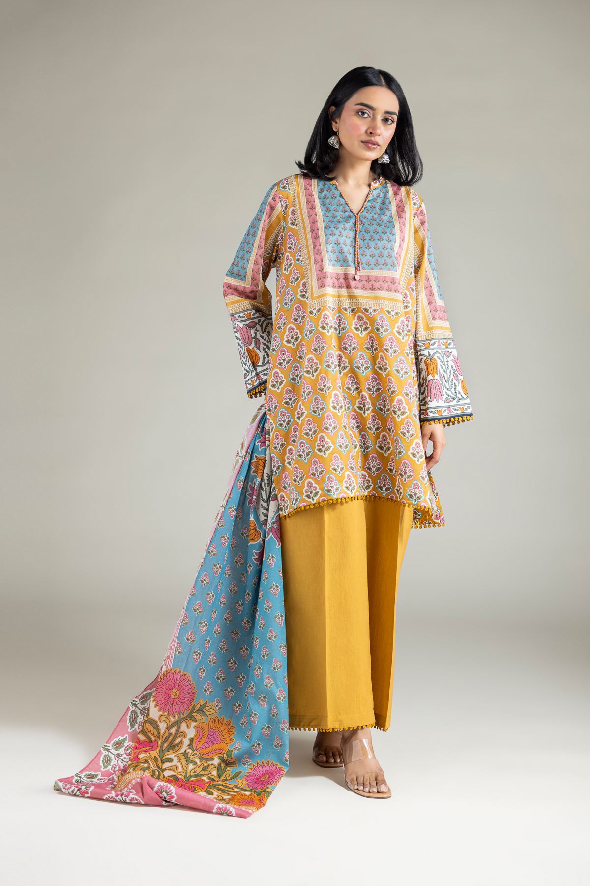 Printed Cambric Floral Tailored 3-piece - T-A22-26-218FH1-VG