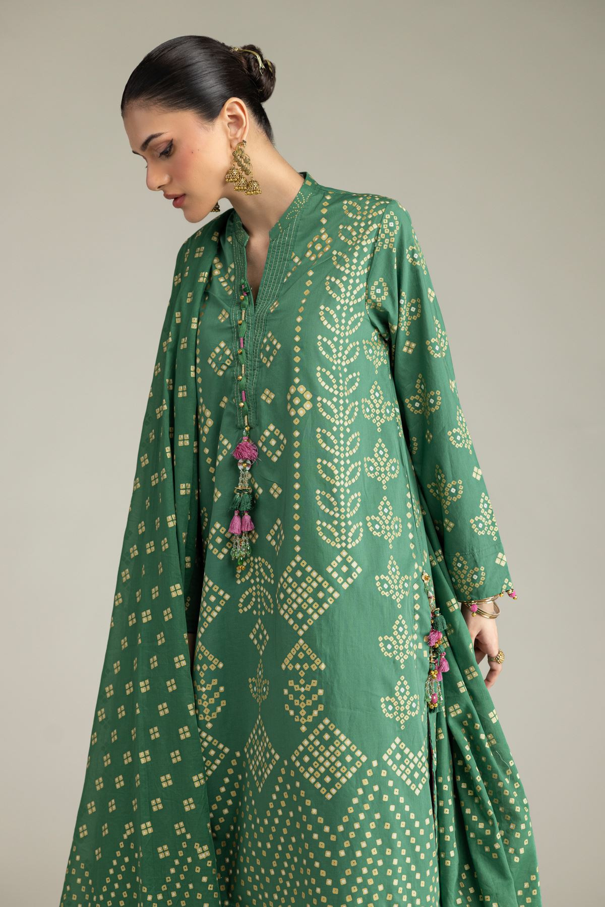 Embroidered Cambric Cambric 3-Piece Co-ord - 12-26-116-F-E-VG