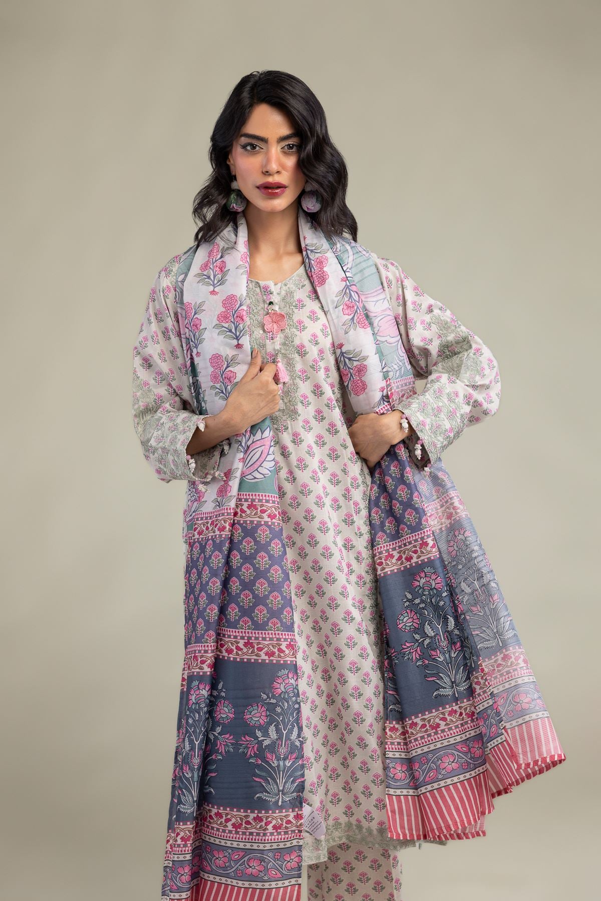Embroidered Mesuri Floral Mesuri Dupatta - 2-26-308-A-G1-VG