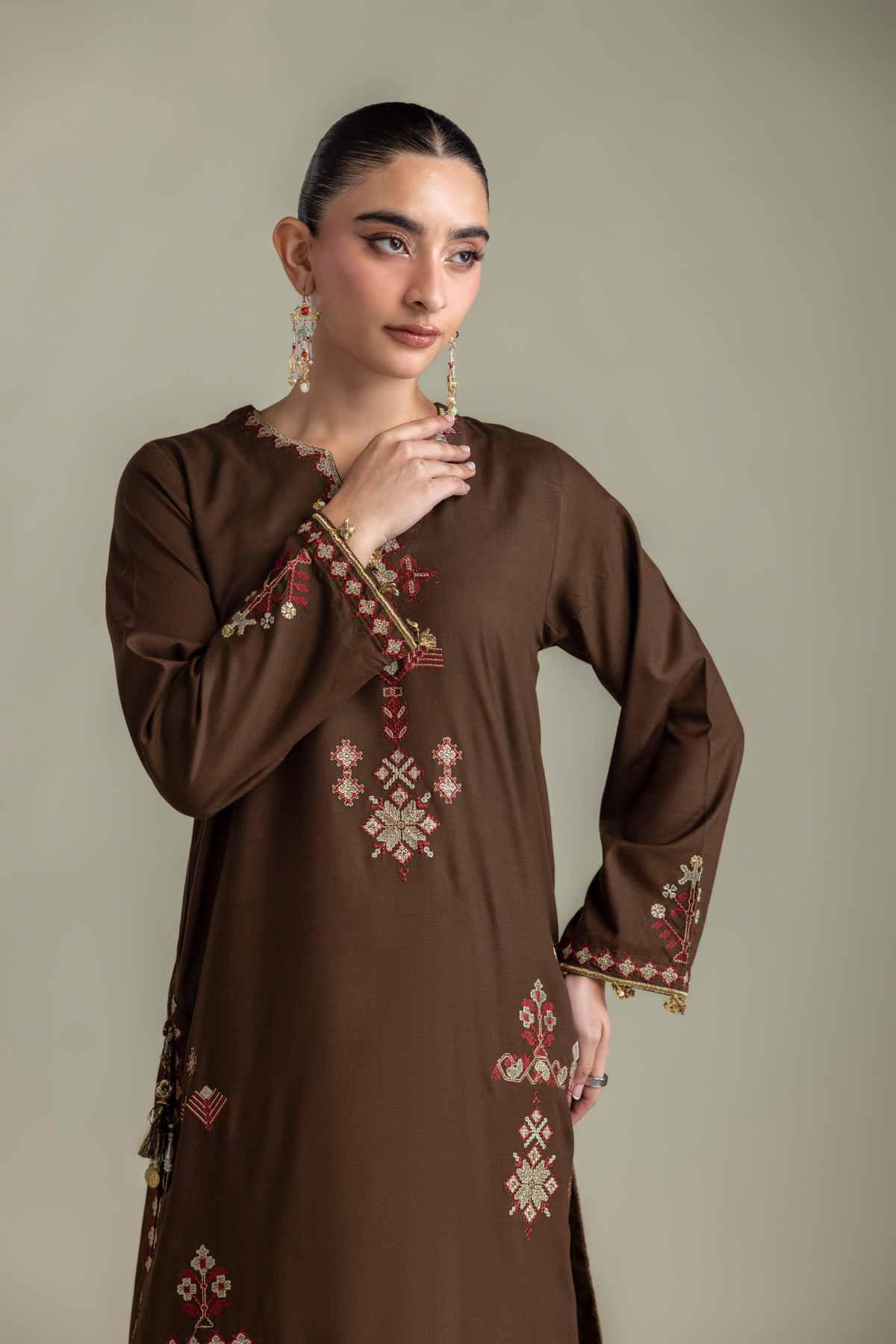 Embroidered Raw Silk Embroidered Silk Kurta - 2-26-418-A-H1-VG