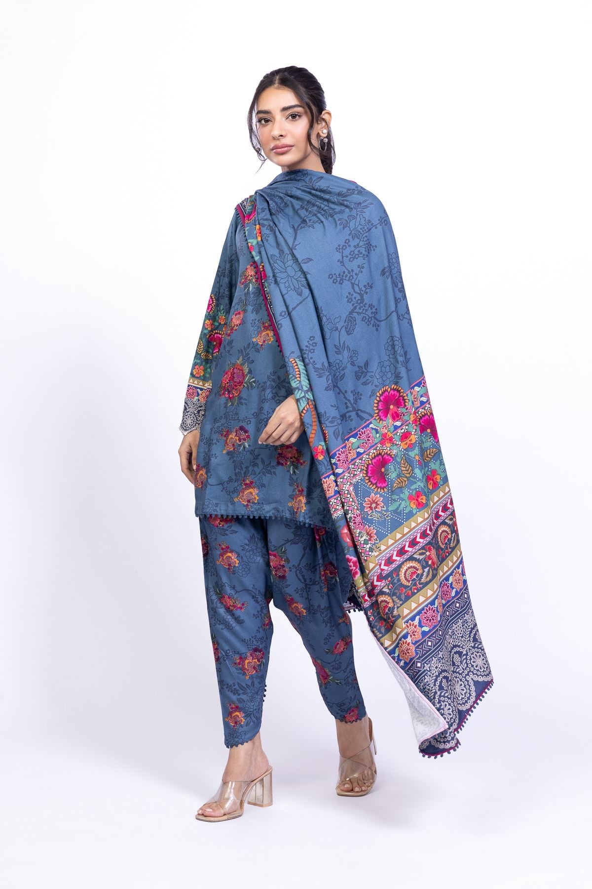 Printed Satin Shalwar - 25-07-7E6-08BA-VG