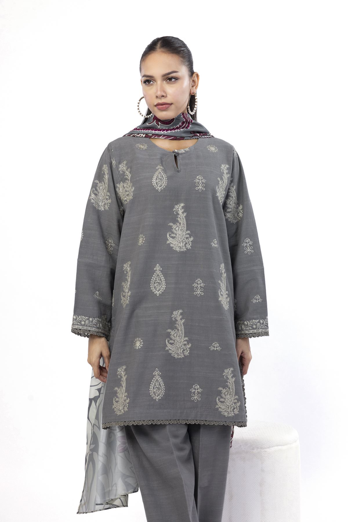 Embroidered Khaddar Tailored 3 Piece - LKN71BST-VG